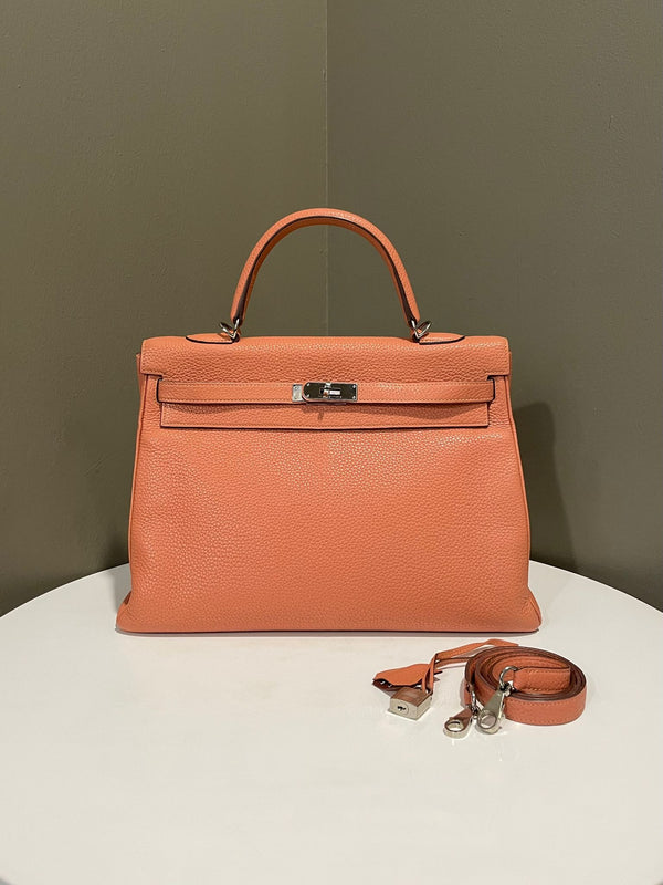 Hermes Kelly 35 Rose Tea Clemence