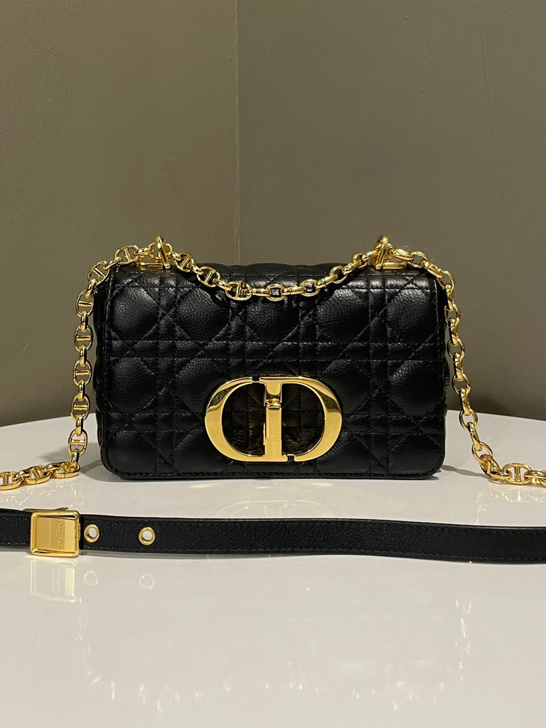 Dior Cannage Caro Black Grained Leather