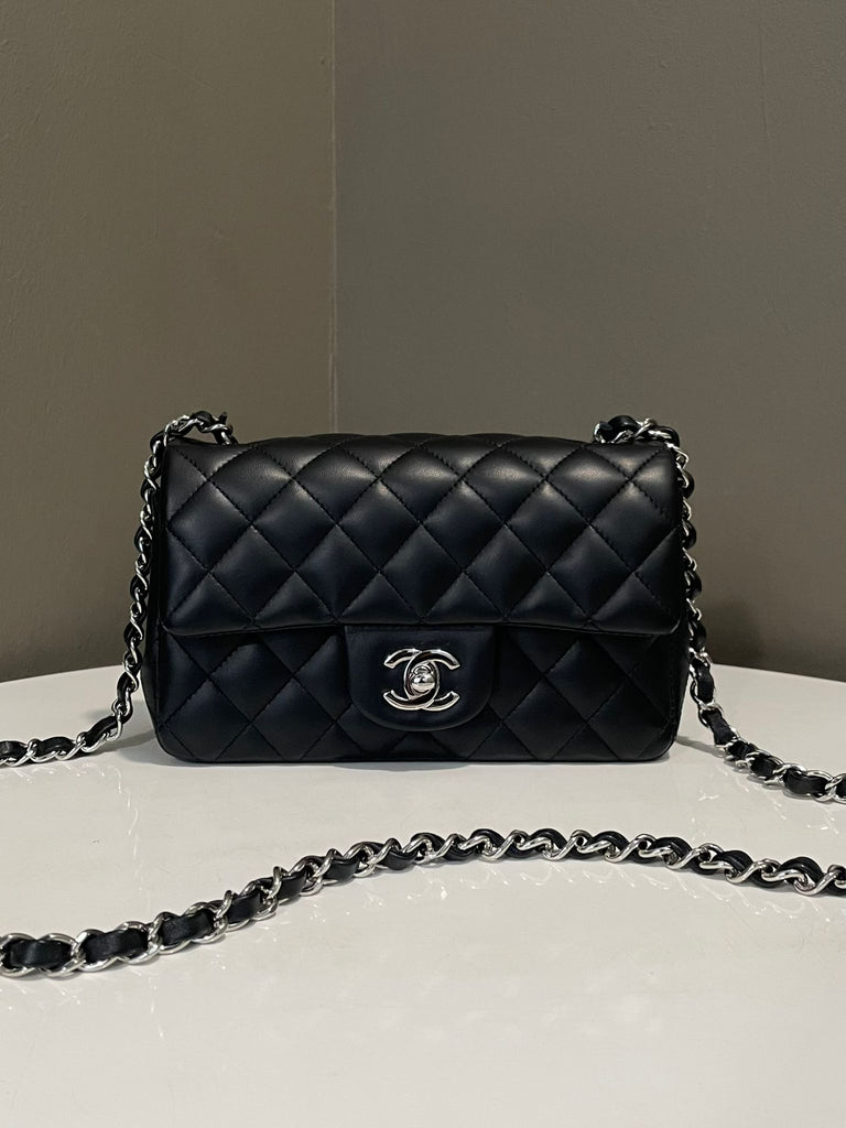 Chanel Classic Quilted Mini Rectangular Black Lambskin