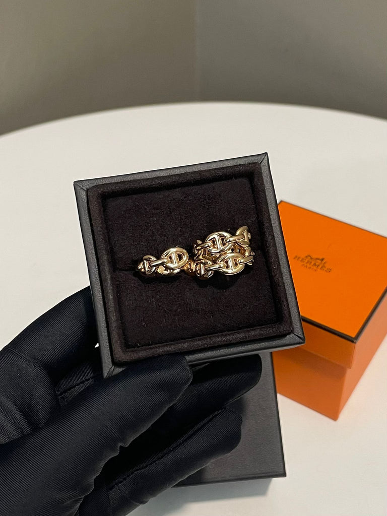 Hermes Chaine D Ancre Double Ring 18K Rose Gold