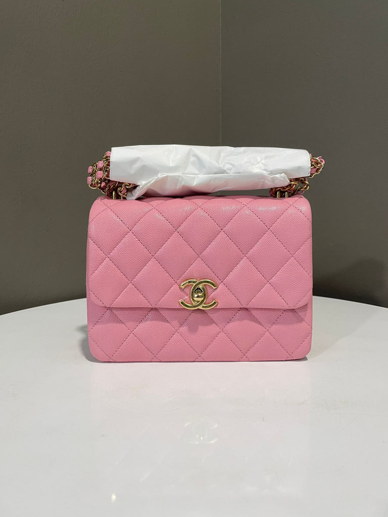 Chanel 22K Coco First Flap Bag Pink Caviar