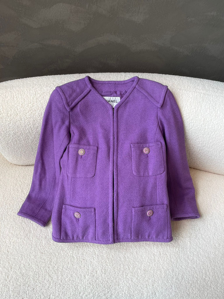 Chanel 20C Cc Button Tweed Jacket Purple
