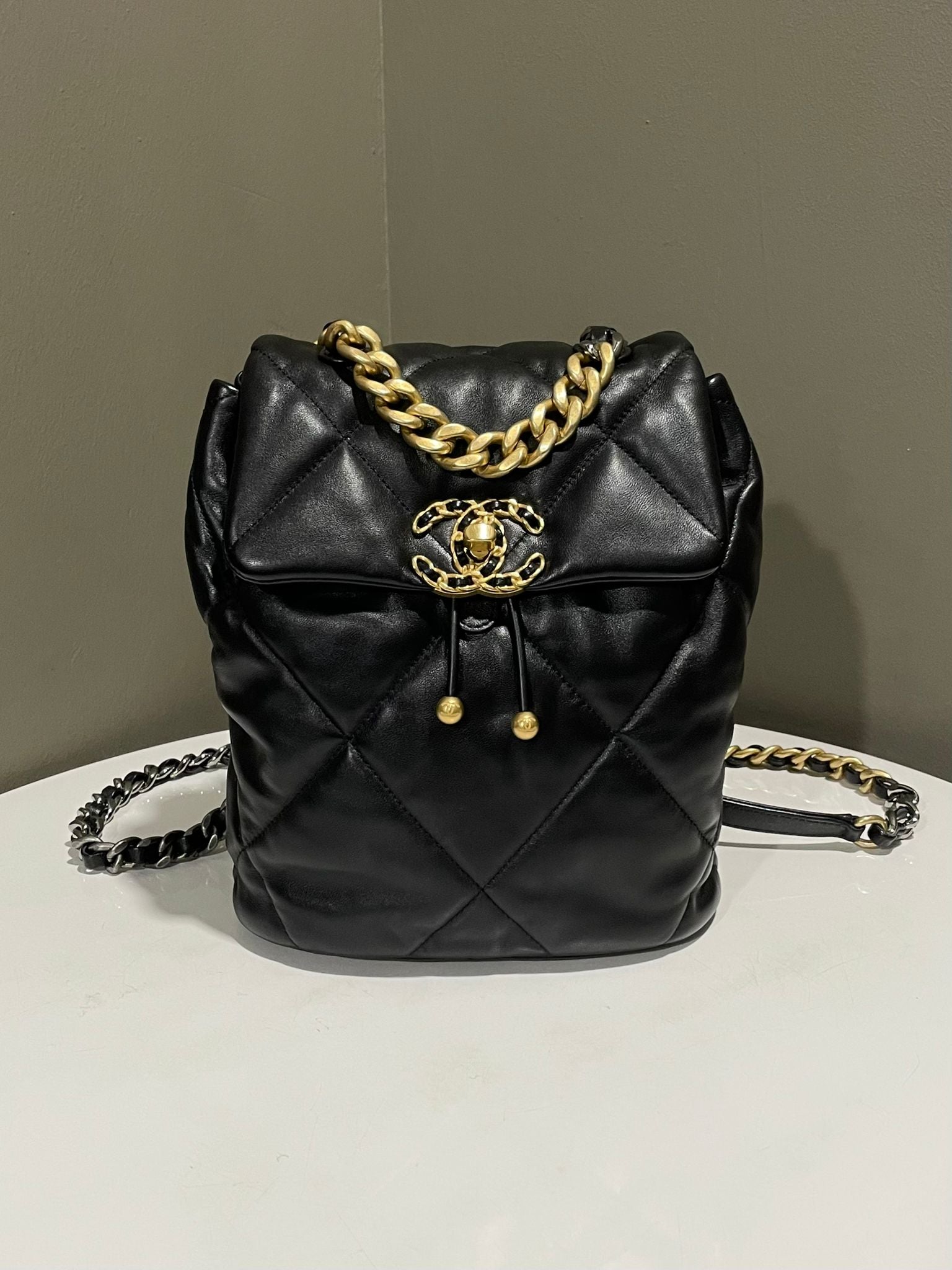 chanel black leather backpack Chanel 19 Backpack Black Lambskin – LOVELOTSLUXURY