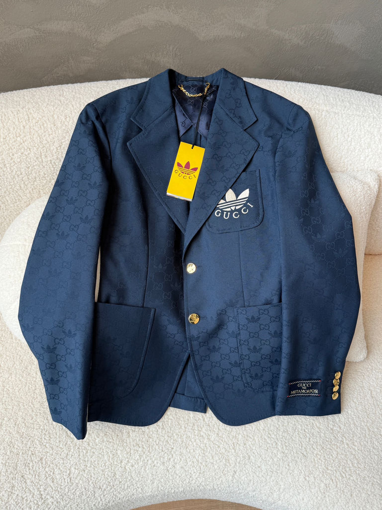 Gucci X Adidas Trefoil Jacquard Jacket Navy / White