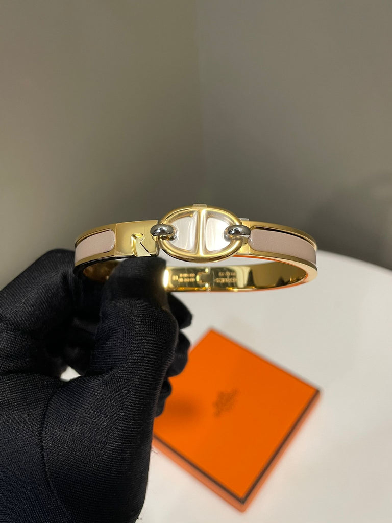 Hermes Mini Clic Chaine D Ancre Bracelet Marron Glace