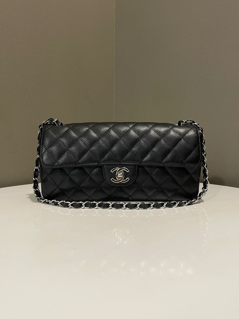 Chanel East West Flap Bag Black Caviar