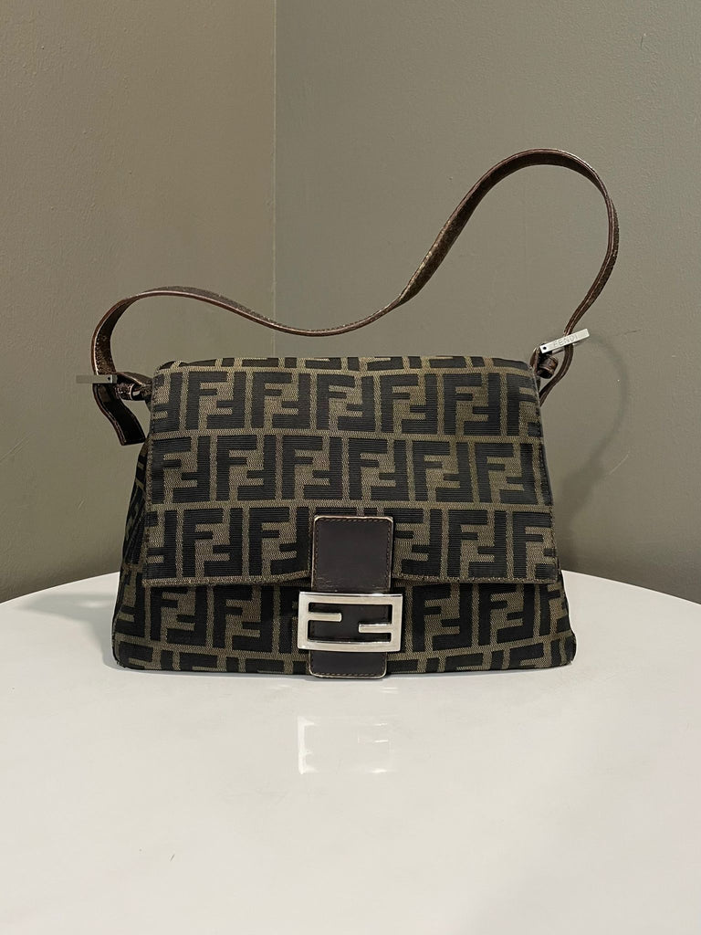 Fendi Baguette Flap Bag Brown Zucca