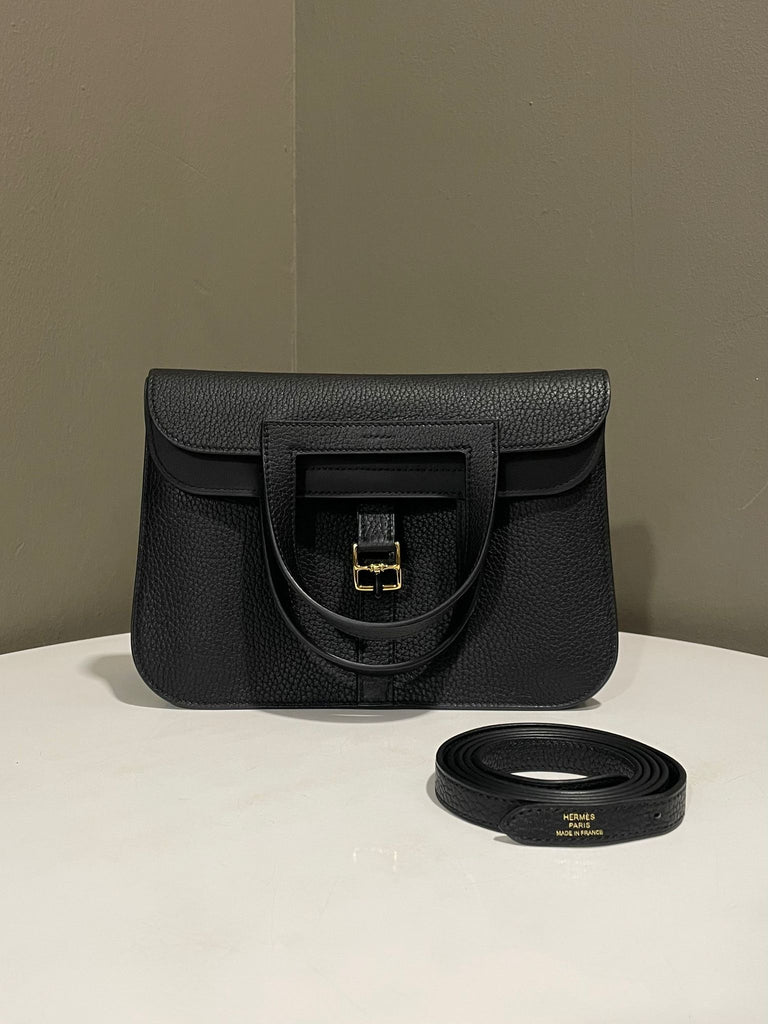 Hermes Halzan 25 Black Noir Clemence