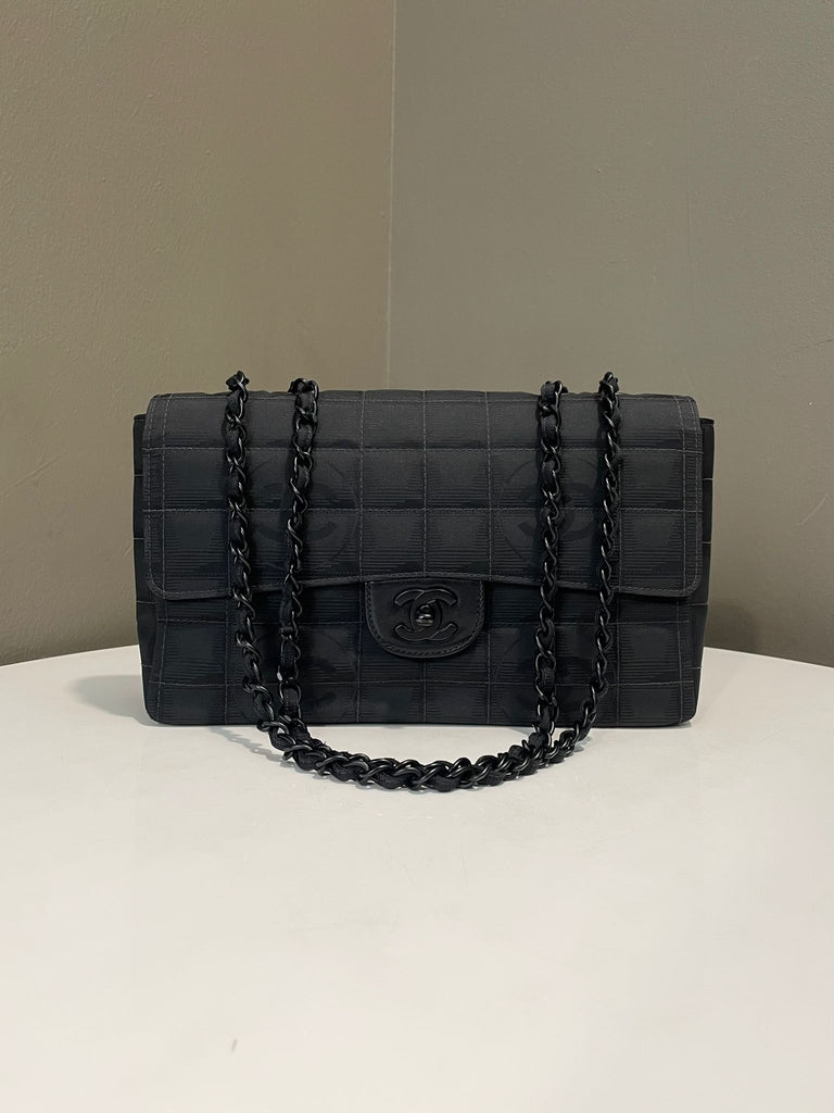 Chanel Cc Travel Line Flap Bag So Black Jersey
