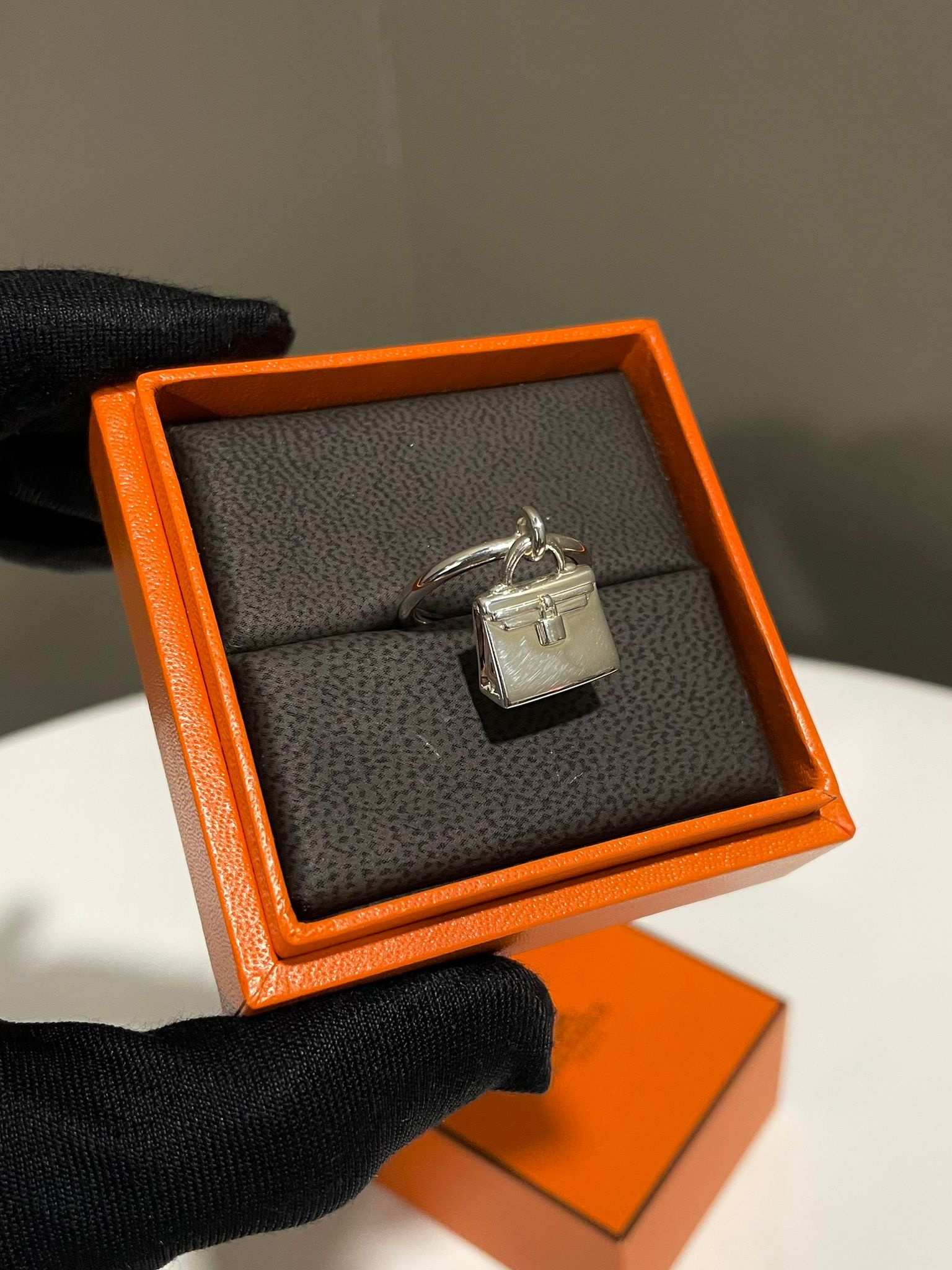Hermes Amulettes Kelly Ring 925 Sterling Silver Size 52