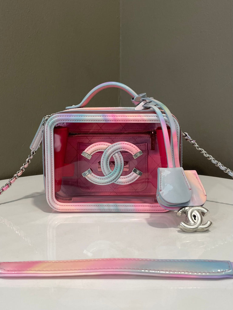 Chanel Filigree Vanity Case Pink Rainbow