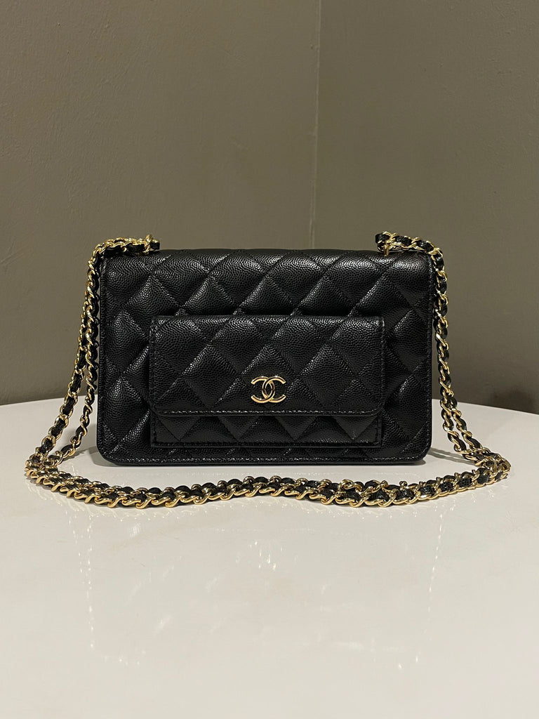 Chanel Quited CC Pocket Wallet On Chain Black Caviar