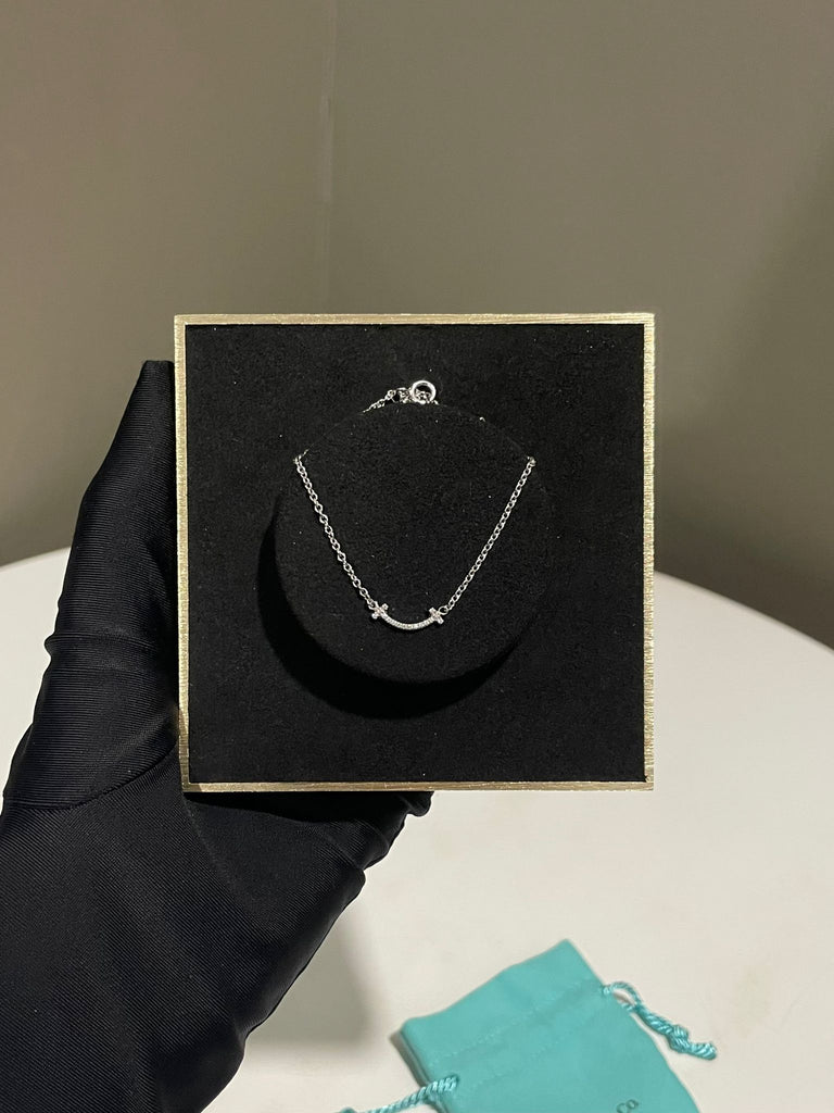 Tiffany & Co T Smile Diamond Bracelet 18K White Gold