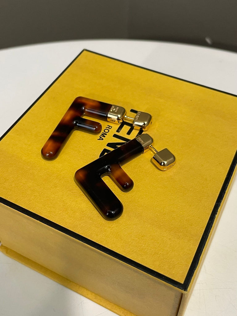 Fendi FF Earring Brown Plexiglass