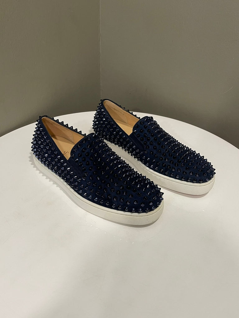 Christian Louboutin Roller-Boat Sneakers Marine Suede Size 40.5