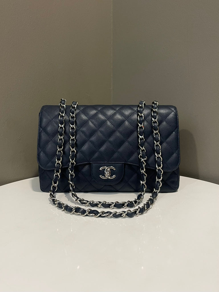 Chanel Classic Jumbo Single Flap Navy Caviar