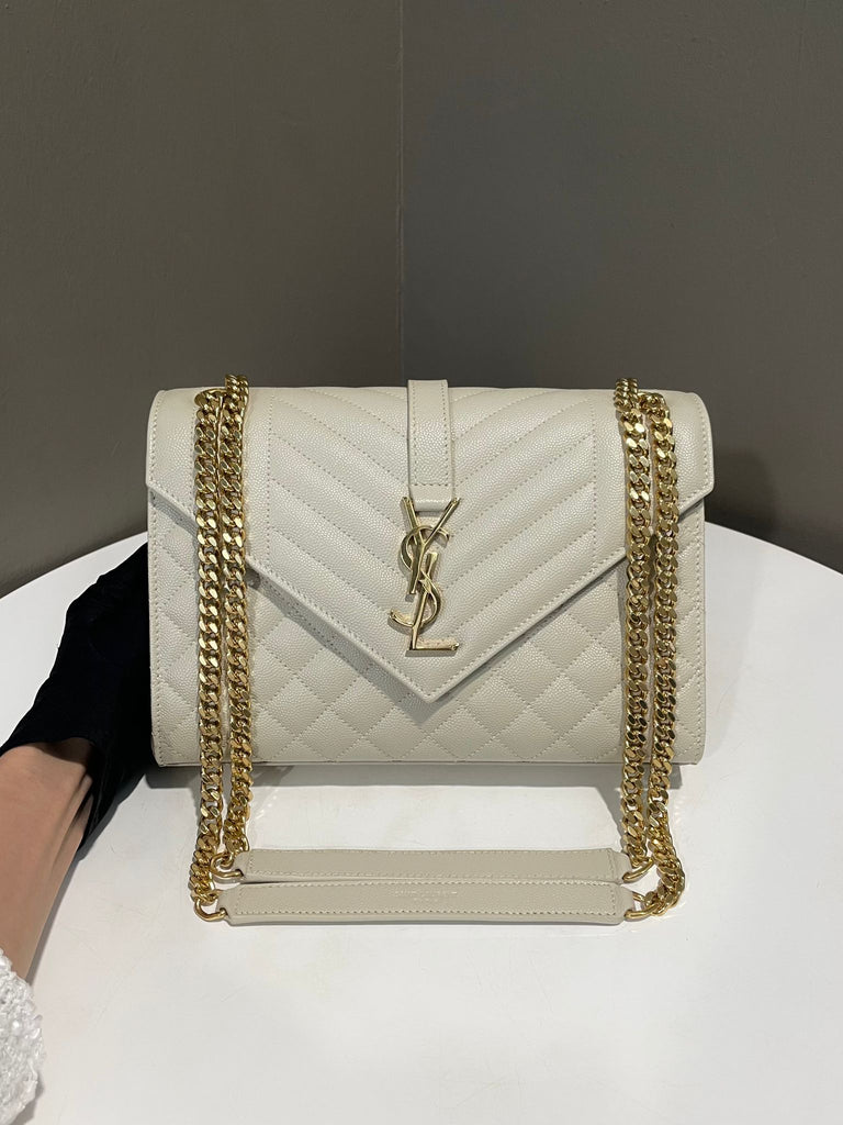 Saint Laurent Envelope Bag Light Beige Caviar Grainy Leather