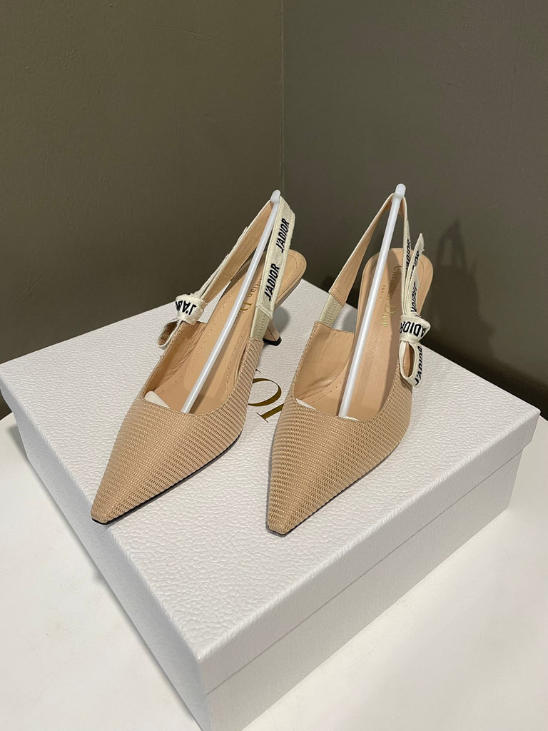 Dior Jadior Slingback Pump Heel Natural / White Size 37