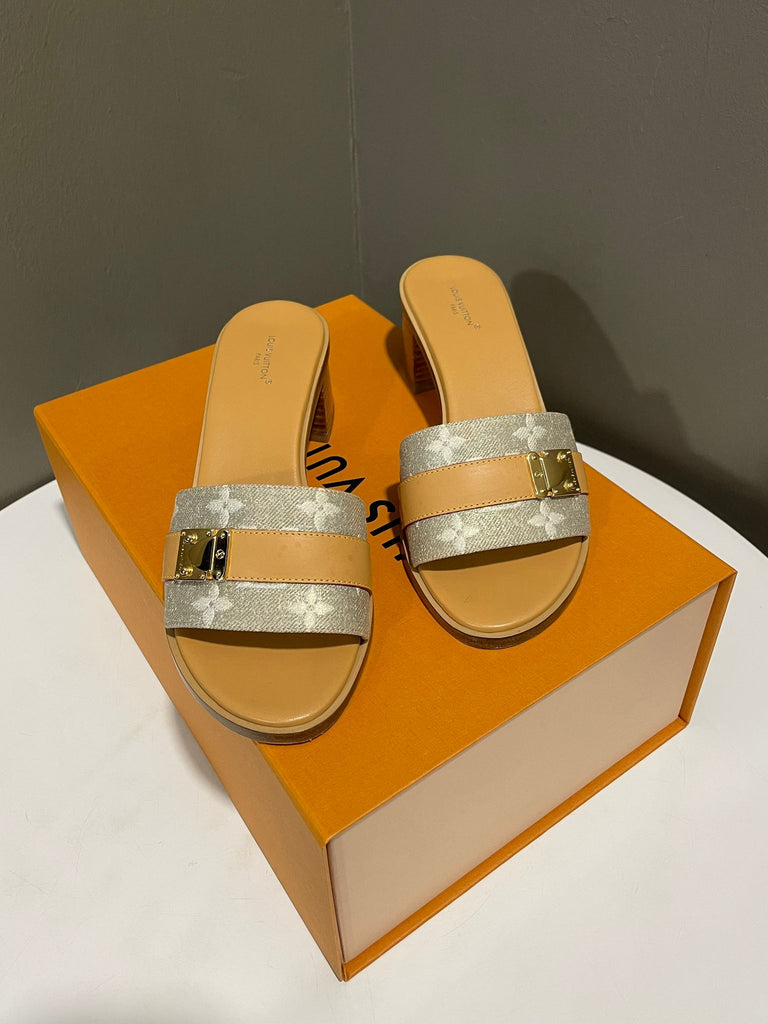 Louis Vuitton Lock it Mule Gold Monogram Size 37