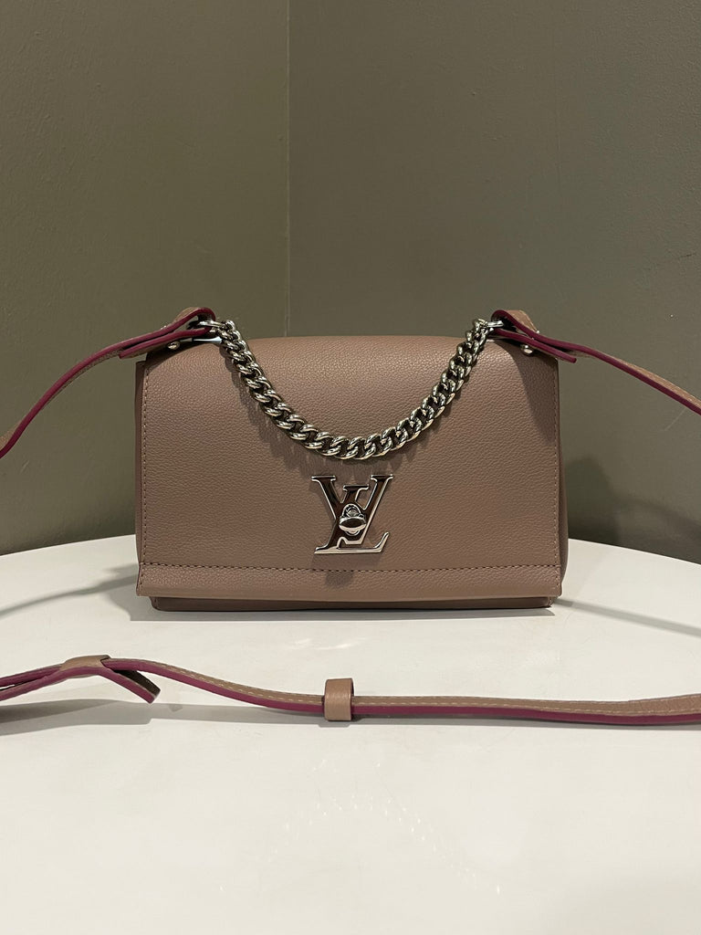 Louis Vuitton Mylockme Chain Bag Taupe Grainy Calfskin