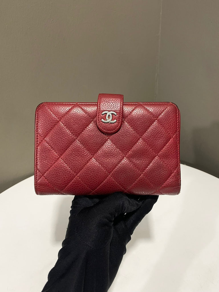 Chanel Quilted Flap Wallet Red Caviar