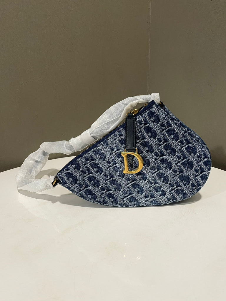 Dior Saddle Rodeo Shoulder Bag Denim Washed