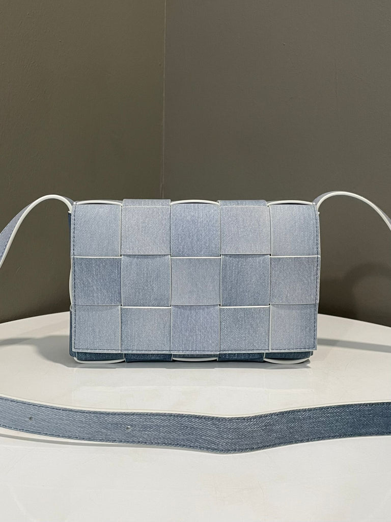 Bottega Veneta Cassette Crossbody Bag Denim Washed Printed / Leather