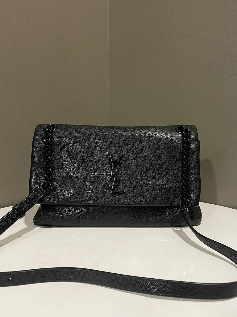 Saint Laurent West Hollywood Shoulder Bag 
Black Grained Leather