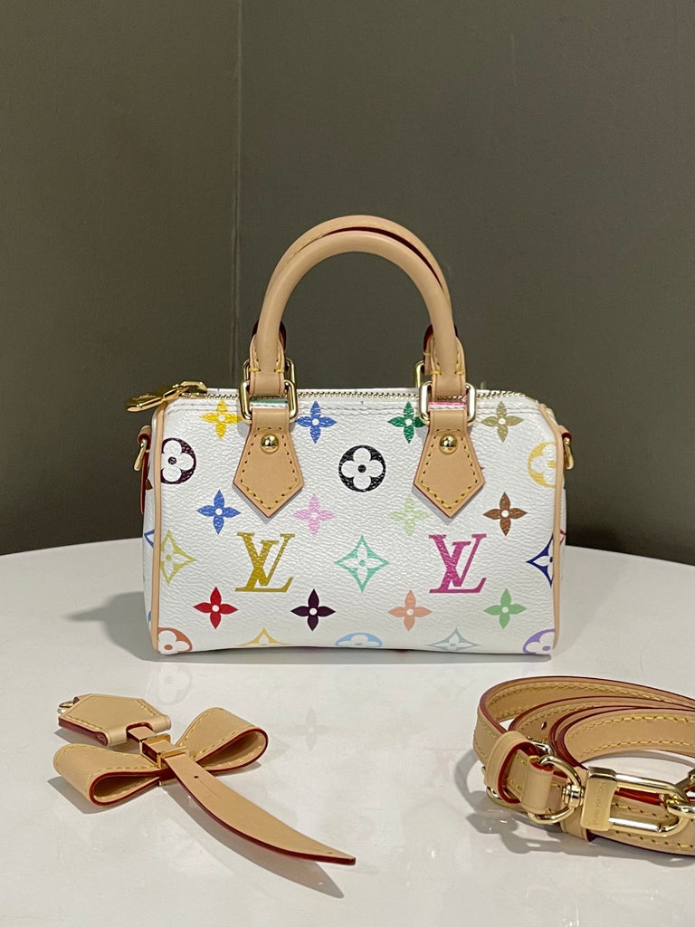 Louis Vuitton X Takashi Murakami Nano Speedy Blanc Multi Color Canvas