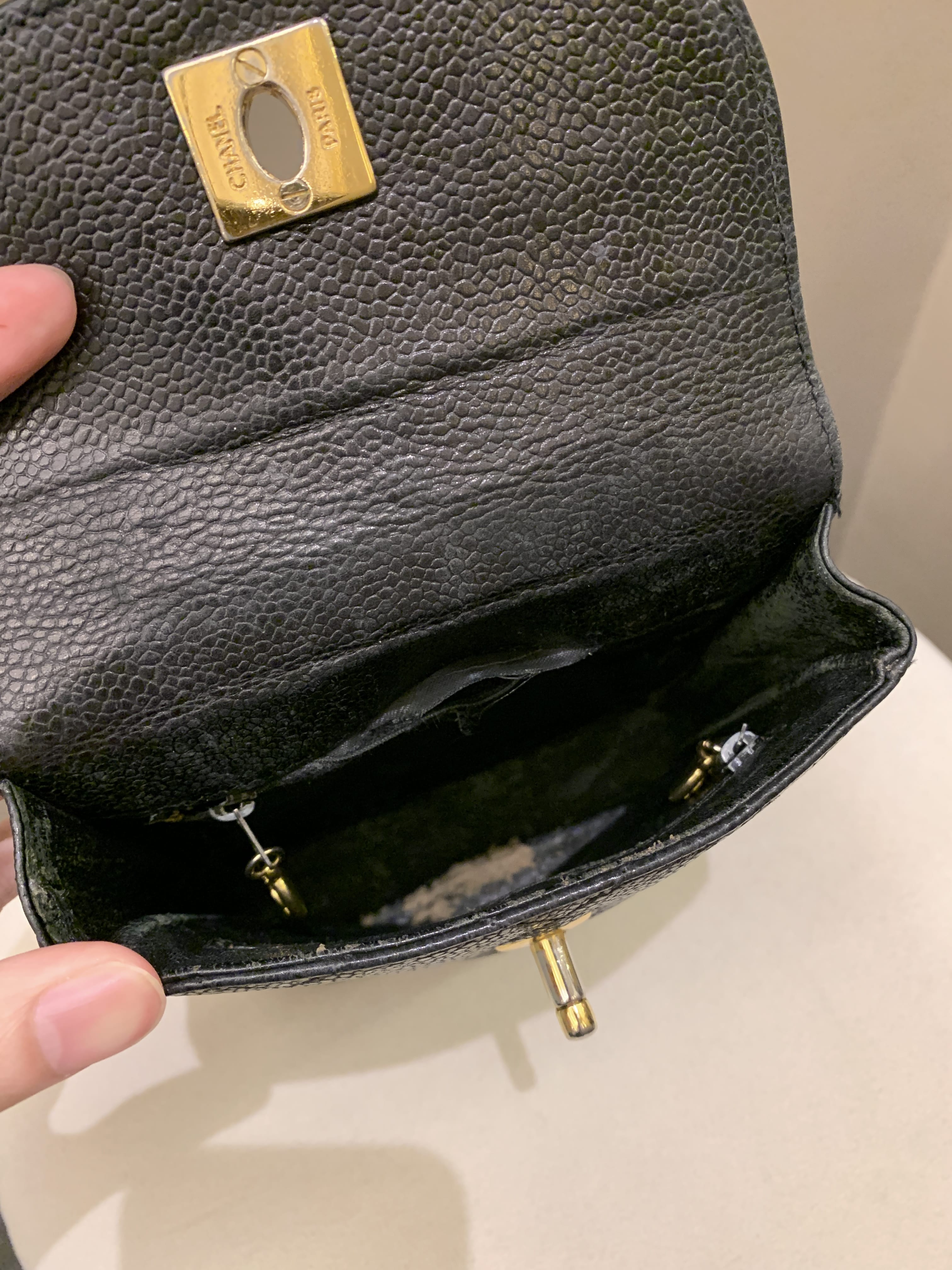 Chanel Vintage Quilted Cc Belt Bag Black Caviar