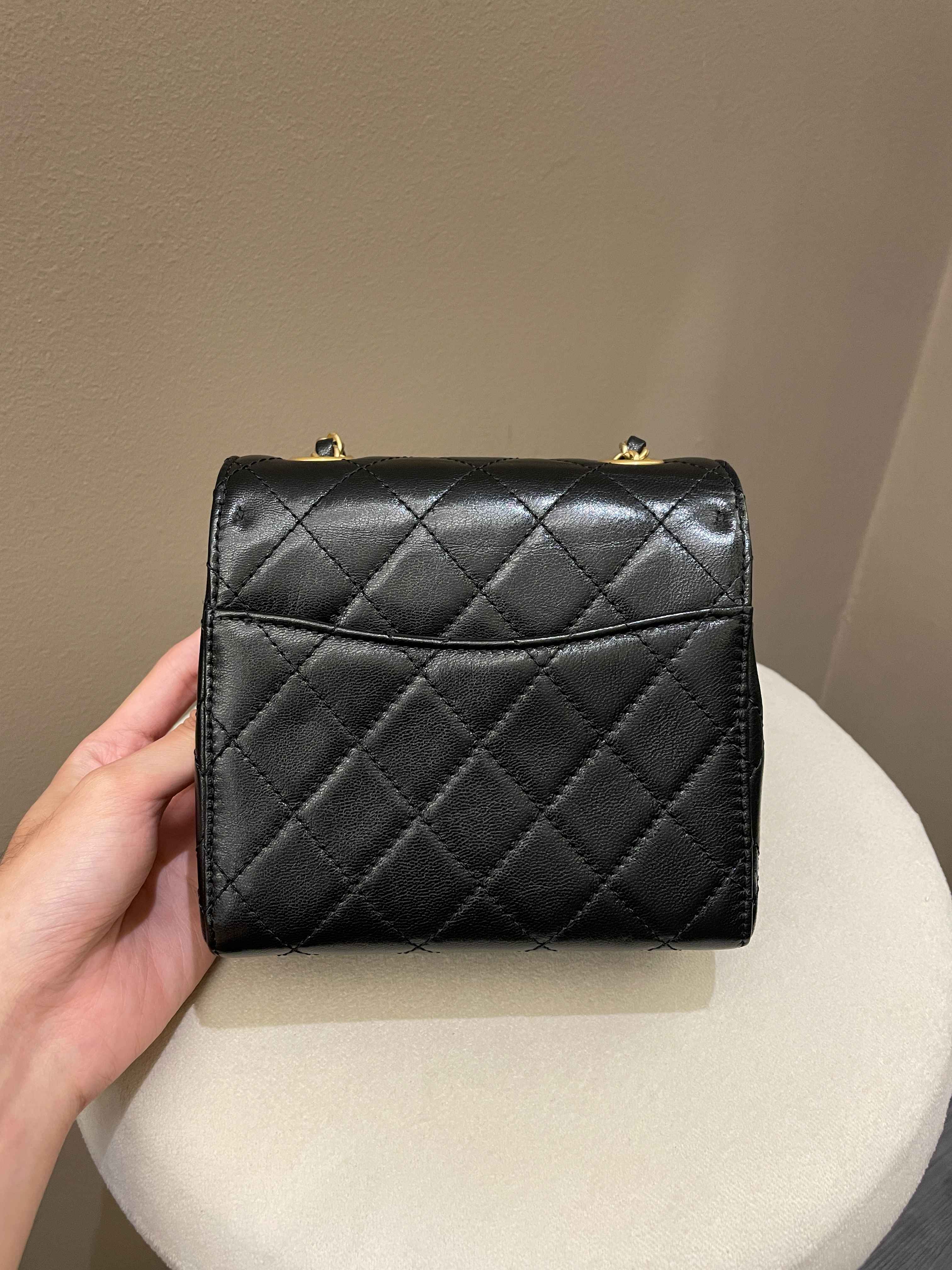 Chanel - Square Mini Classic Flap Bag Caviar Black