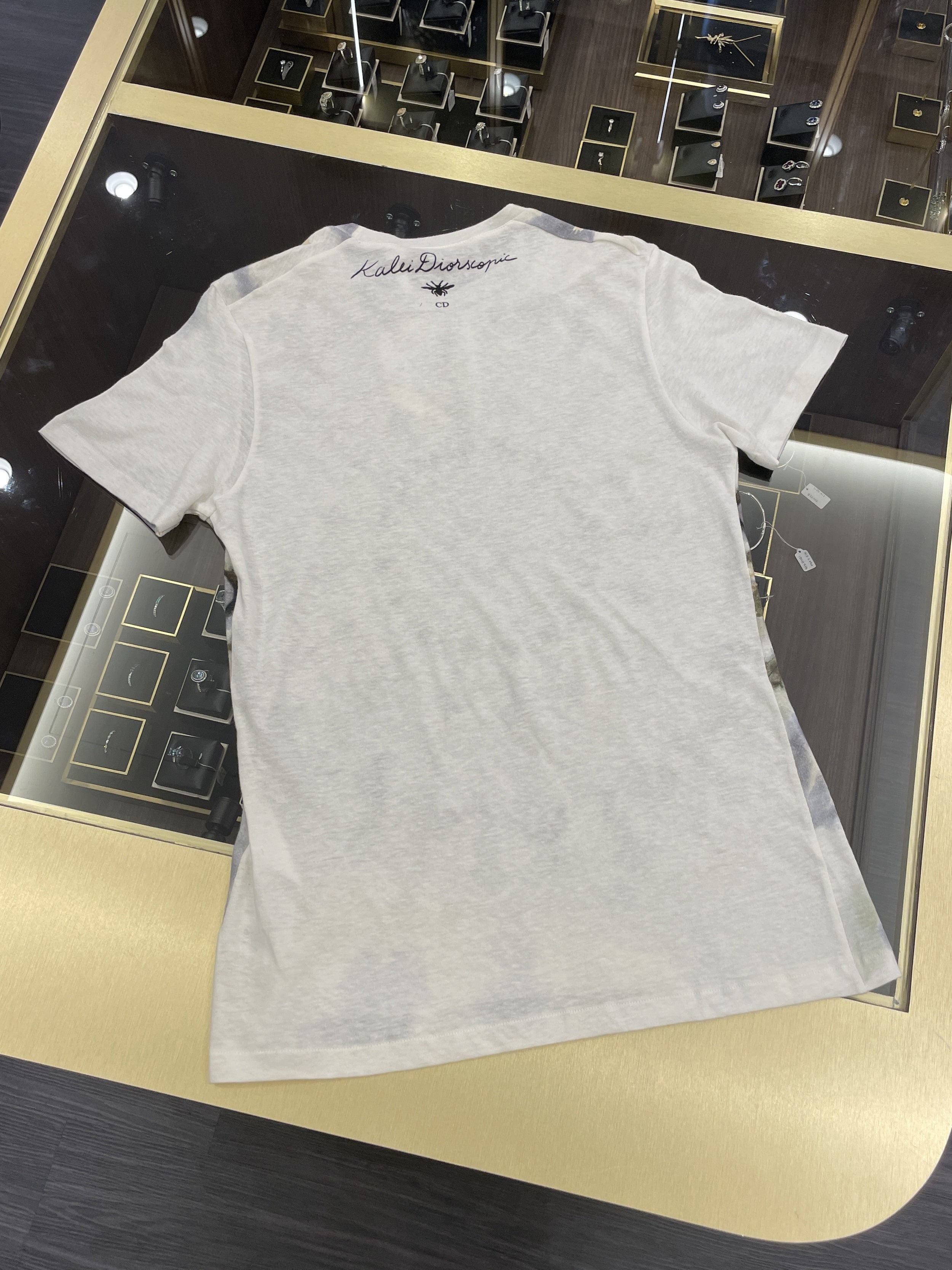 Dior Jadior Cut & Sew T-Shirt Ivory Sage Printed Cotton