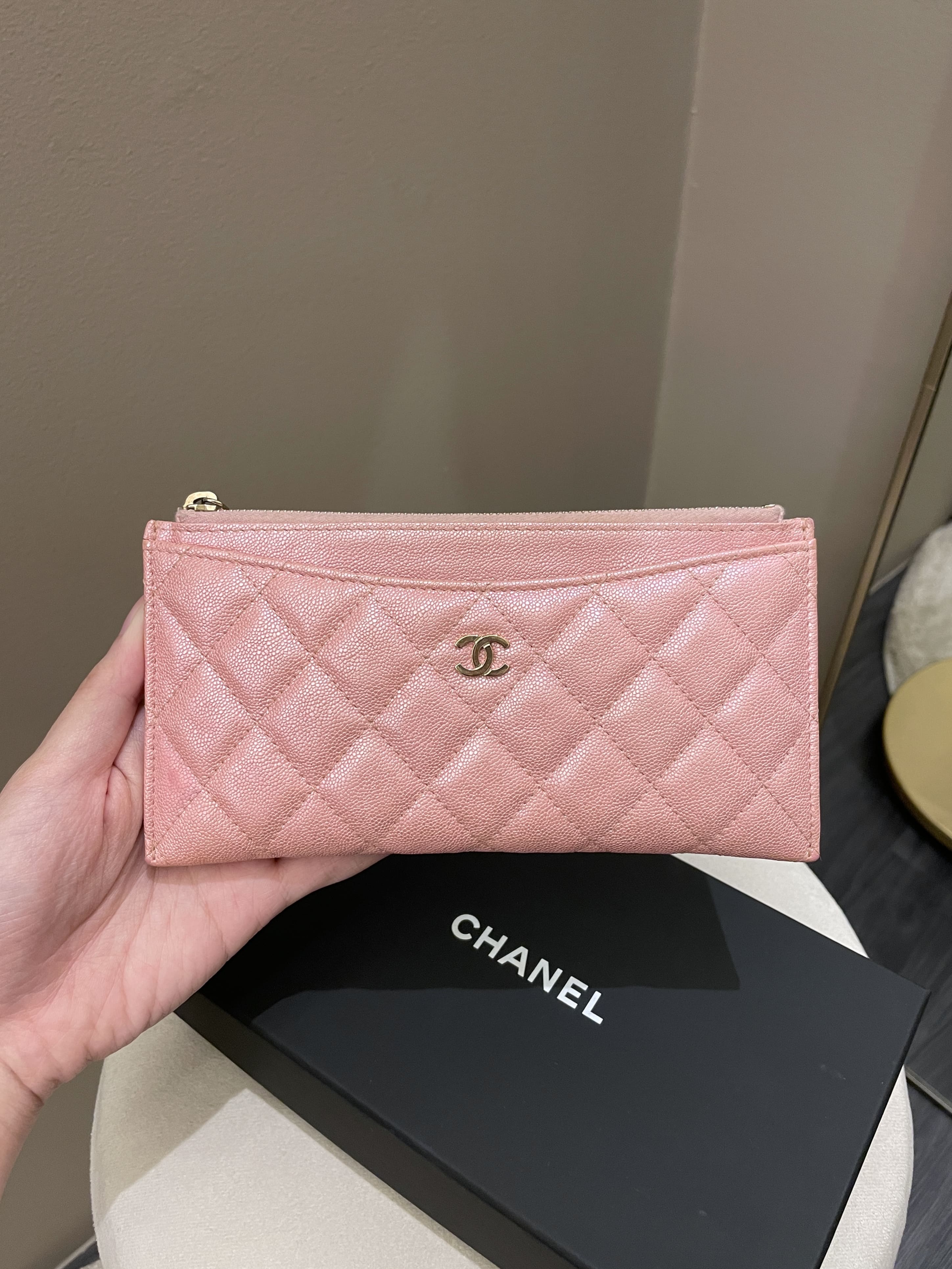 CHANEL Black Lambskin Leather Quilted O-Coin Purse Case Bag Gold 19A 2019  For Sale at 1stDibs