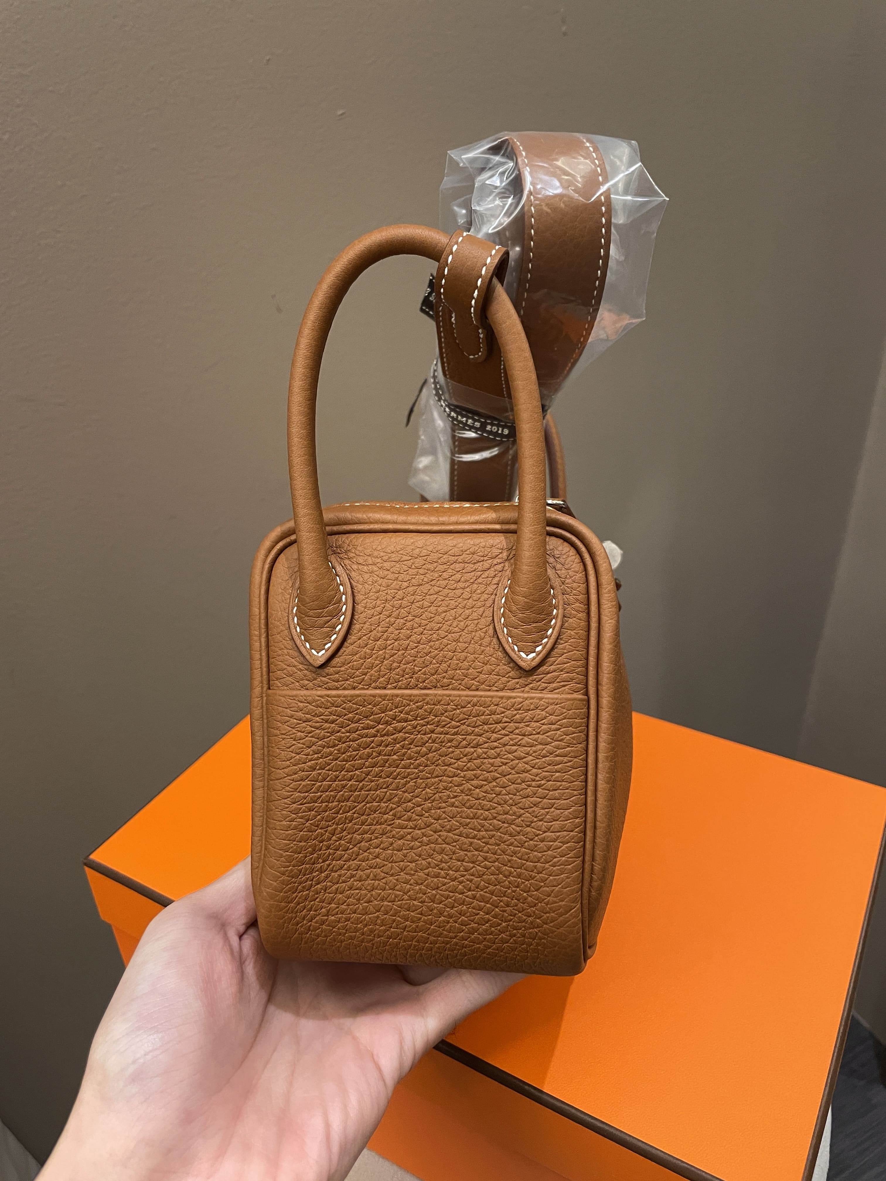 Hermes Mini Lindy Gold Clemence
