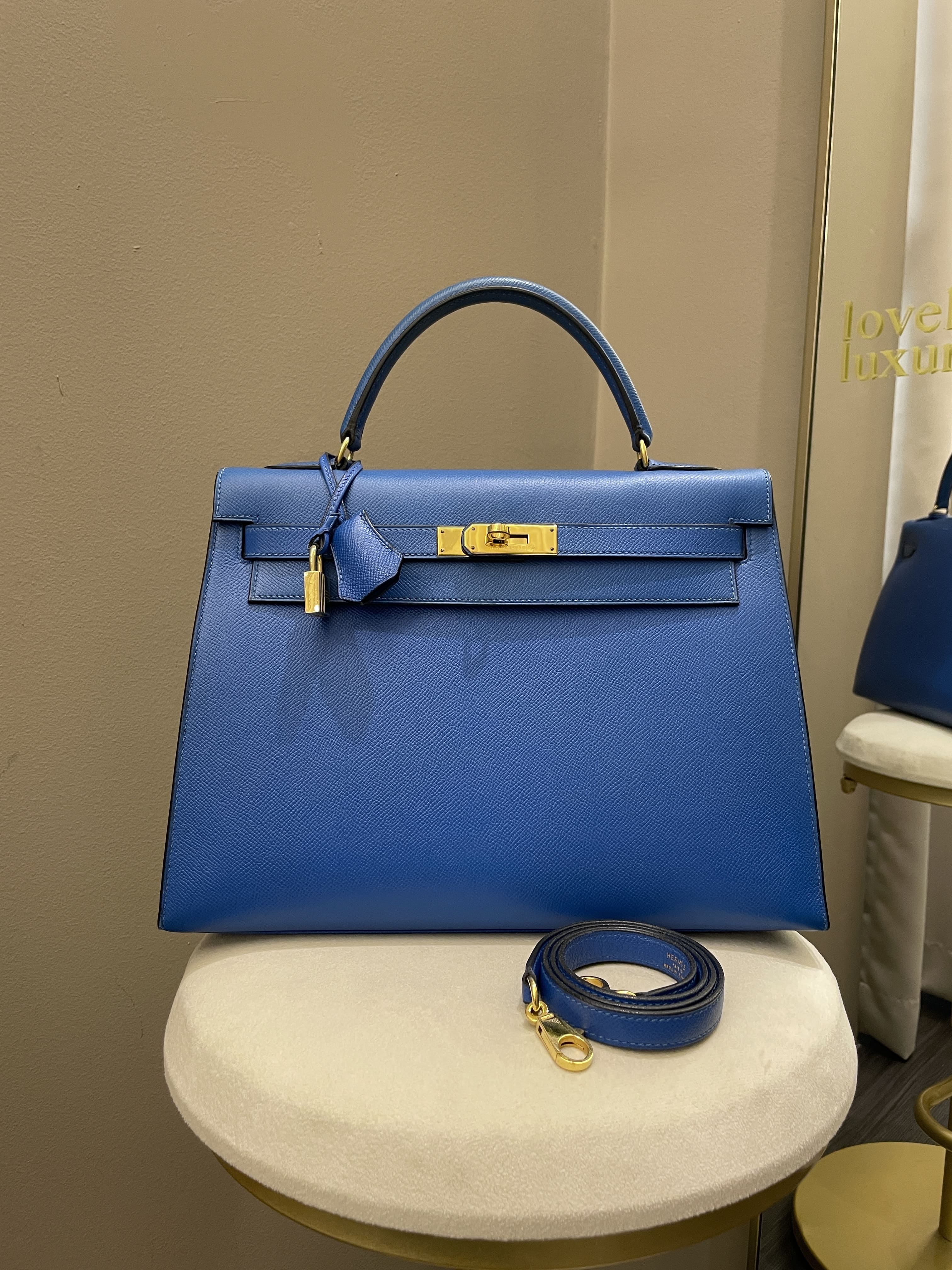 Hermès - Kelly 32 - Navy Blue Epsom - Pre-Loved