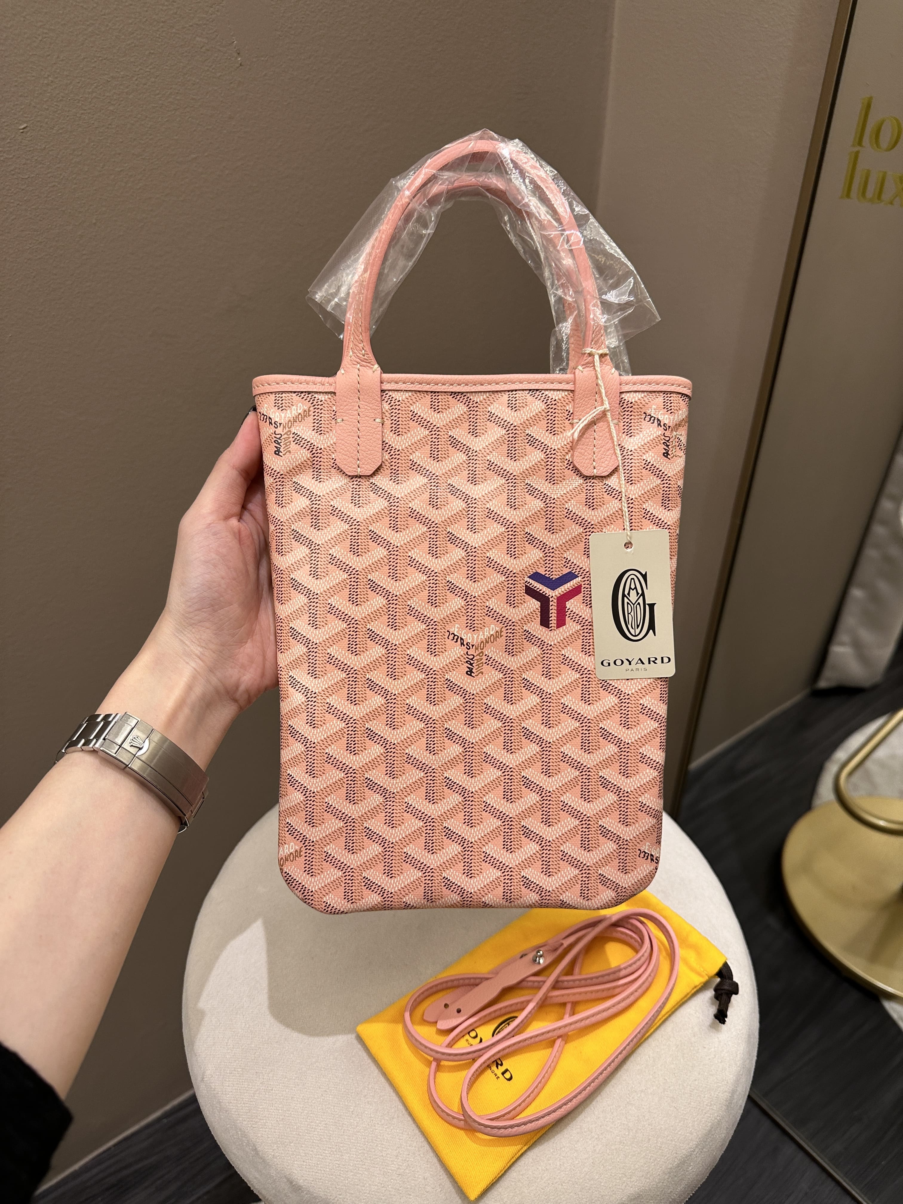 Goyard Goyardine Pink Poitiers Claire-Voie Mini Tote Bag Palladium Har –  Madison Avenue Couture
