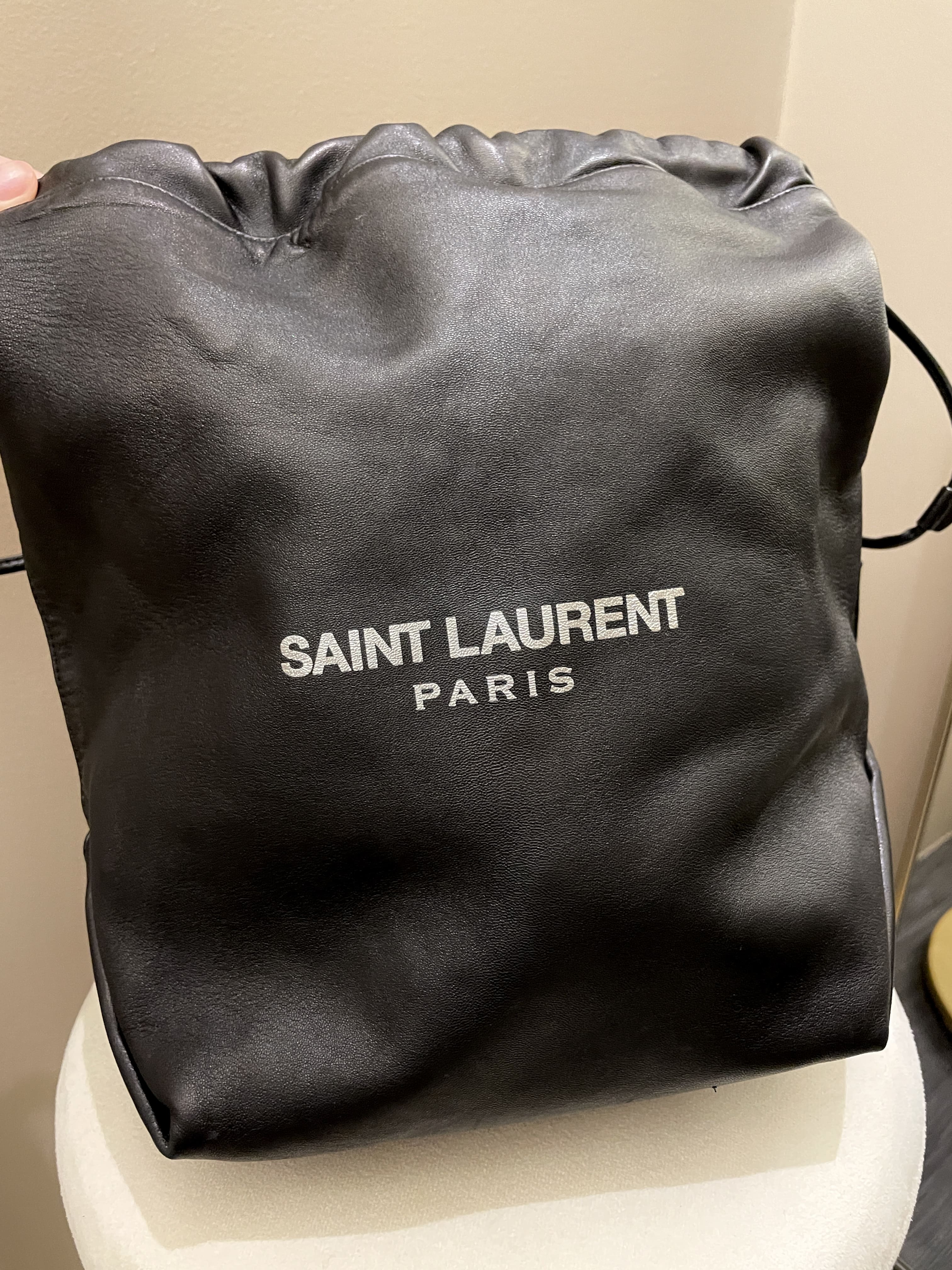 Saint Laurent Drawstring Teddy Bag Black Lambskin