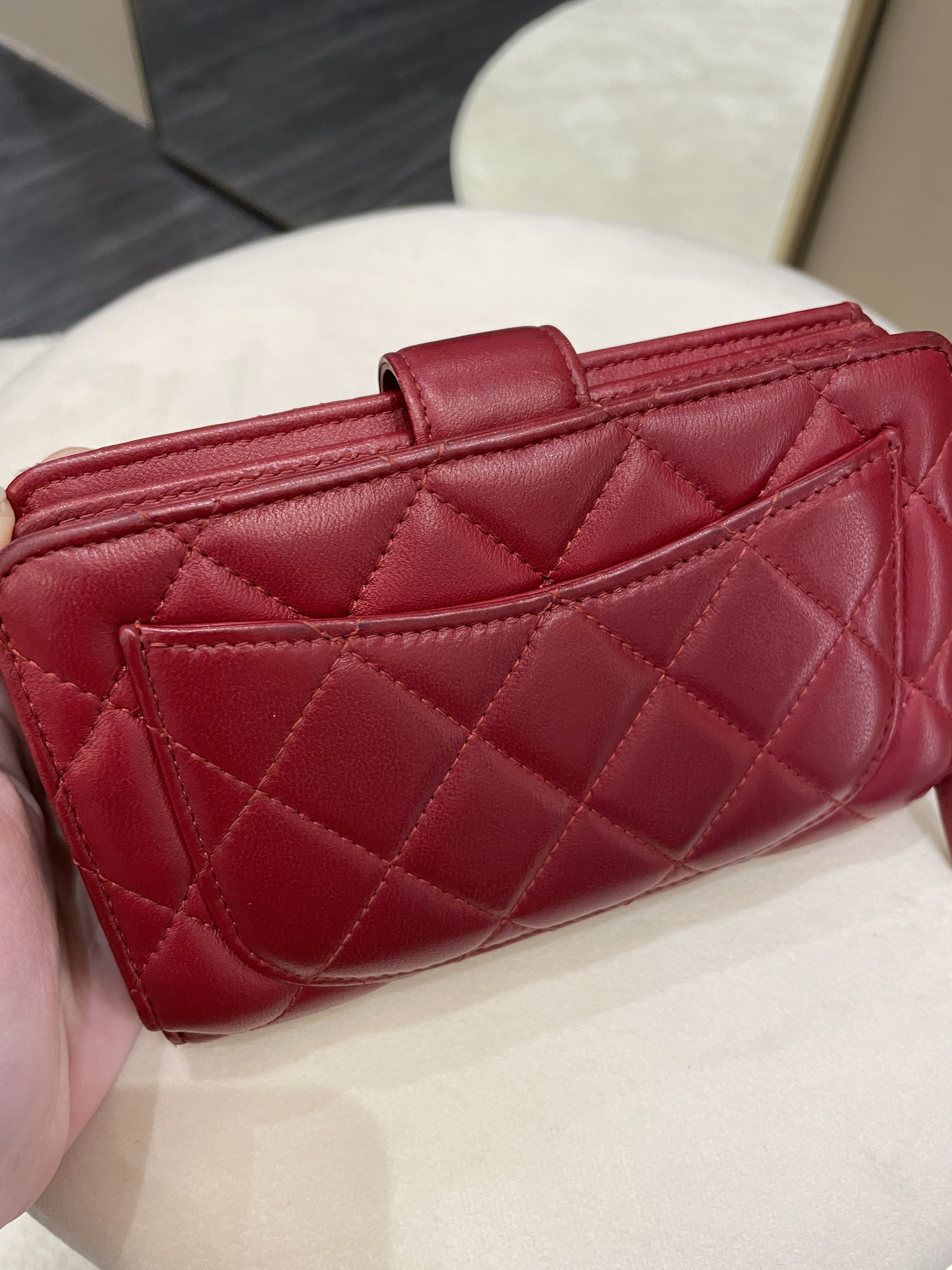 My Sister's Closet  Chanel Chanel Size Small Red Velvet Quilted Wallet  Chain Handbag