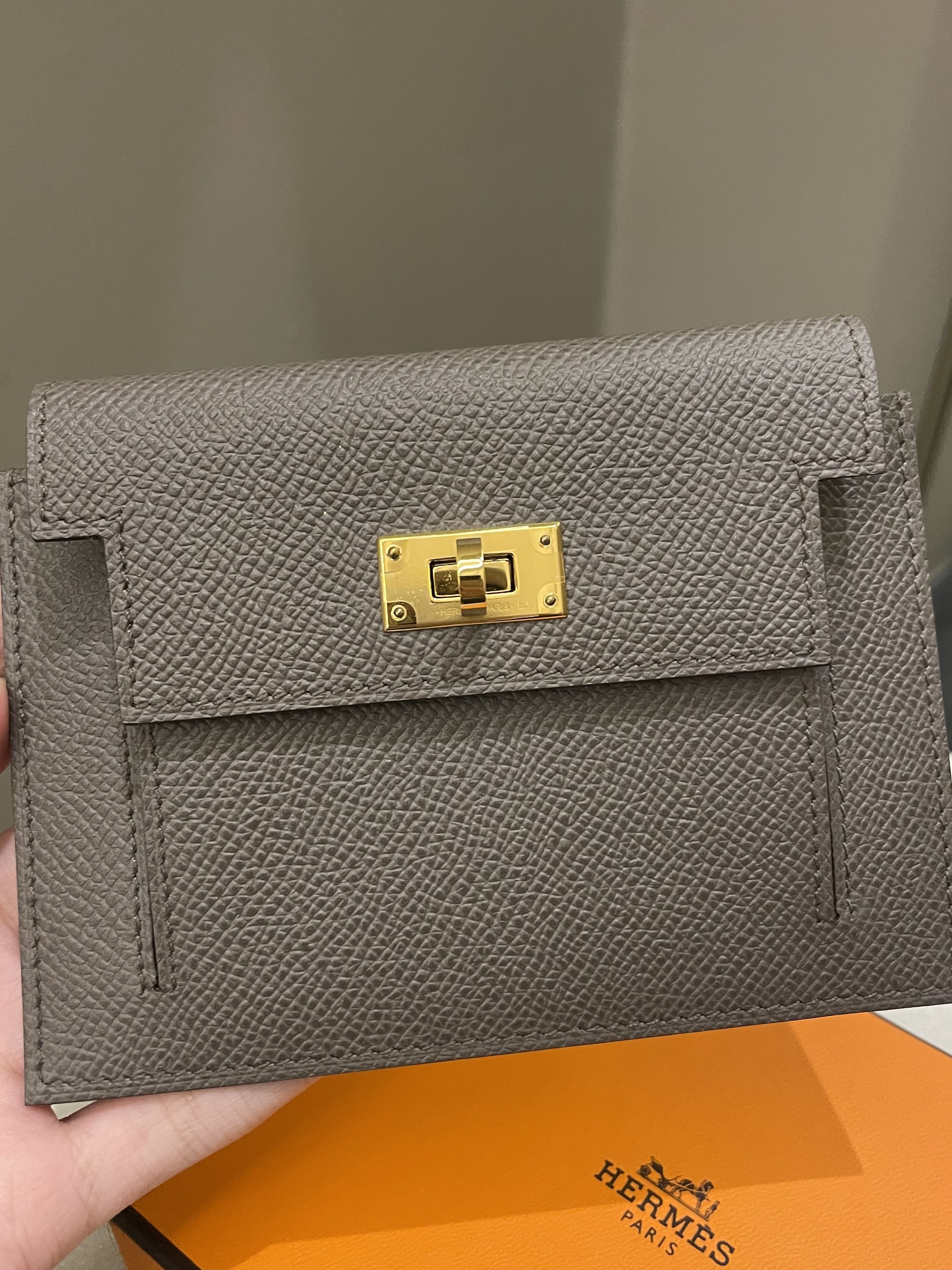 Hermes Celeste Epsom Leather Kelly Pocket Compact Wallet Hermes