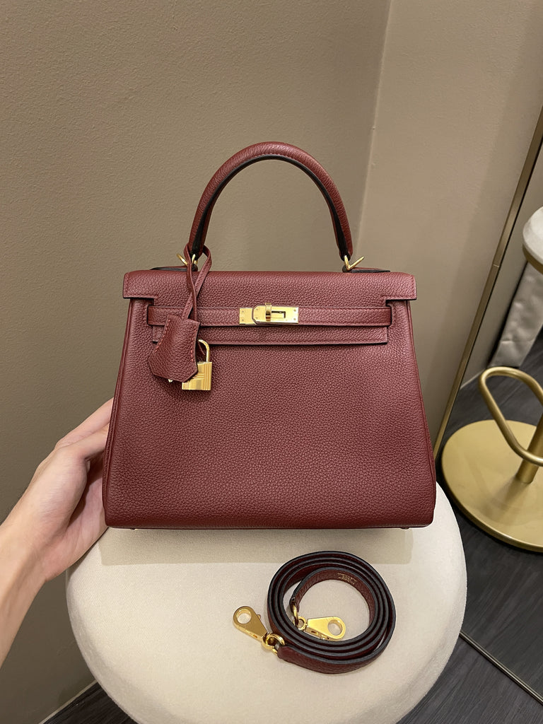 HERMES Tote Bag Garden Party PM Vache leather Country Bordeaux