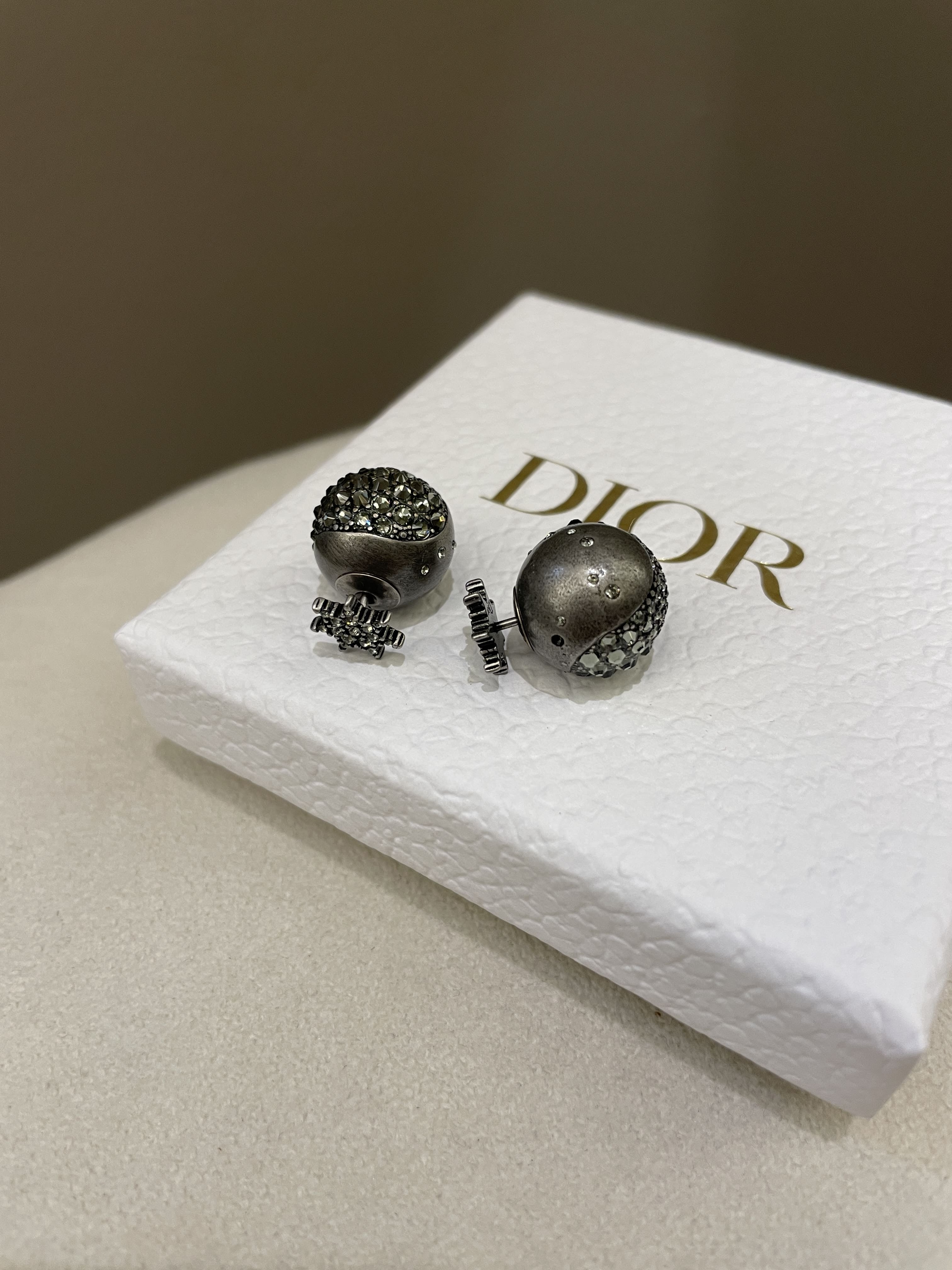 Christian Dior  Gunmetal Blue Star Stud Earrings  Current Boutique