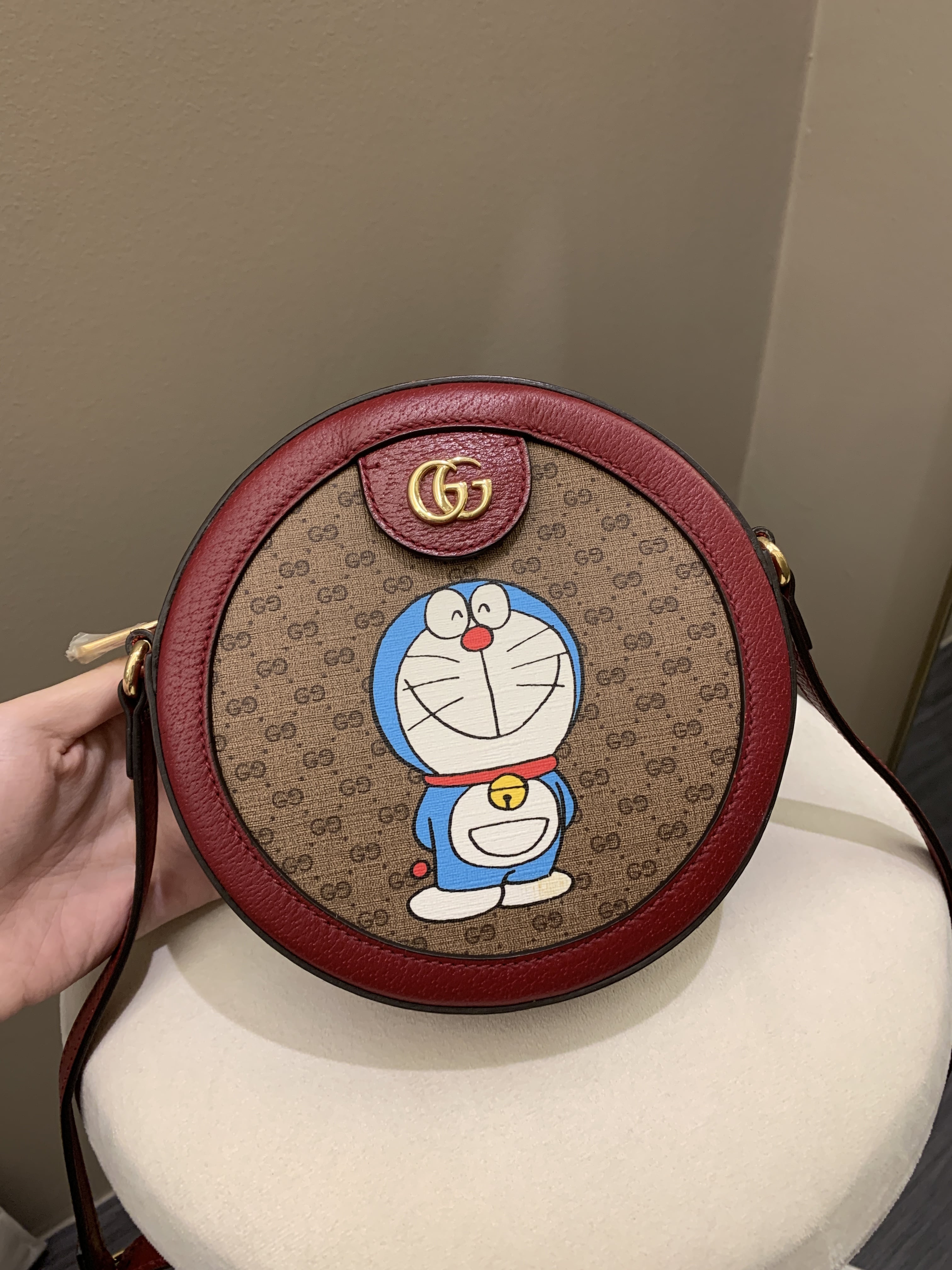 Gucci Doraemon Fujiko-Pro Mini GG Round Bag Gg Mini Coated Canvas