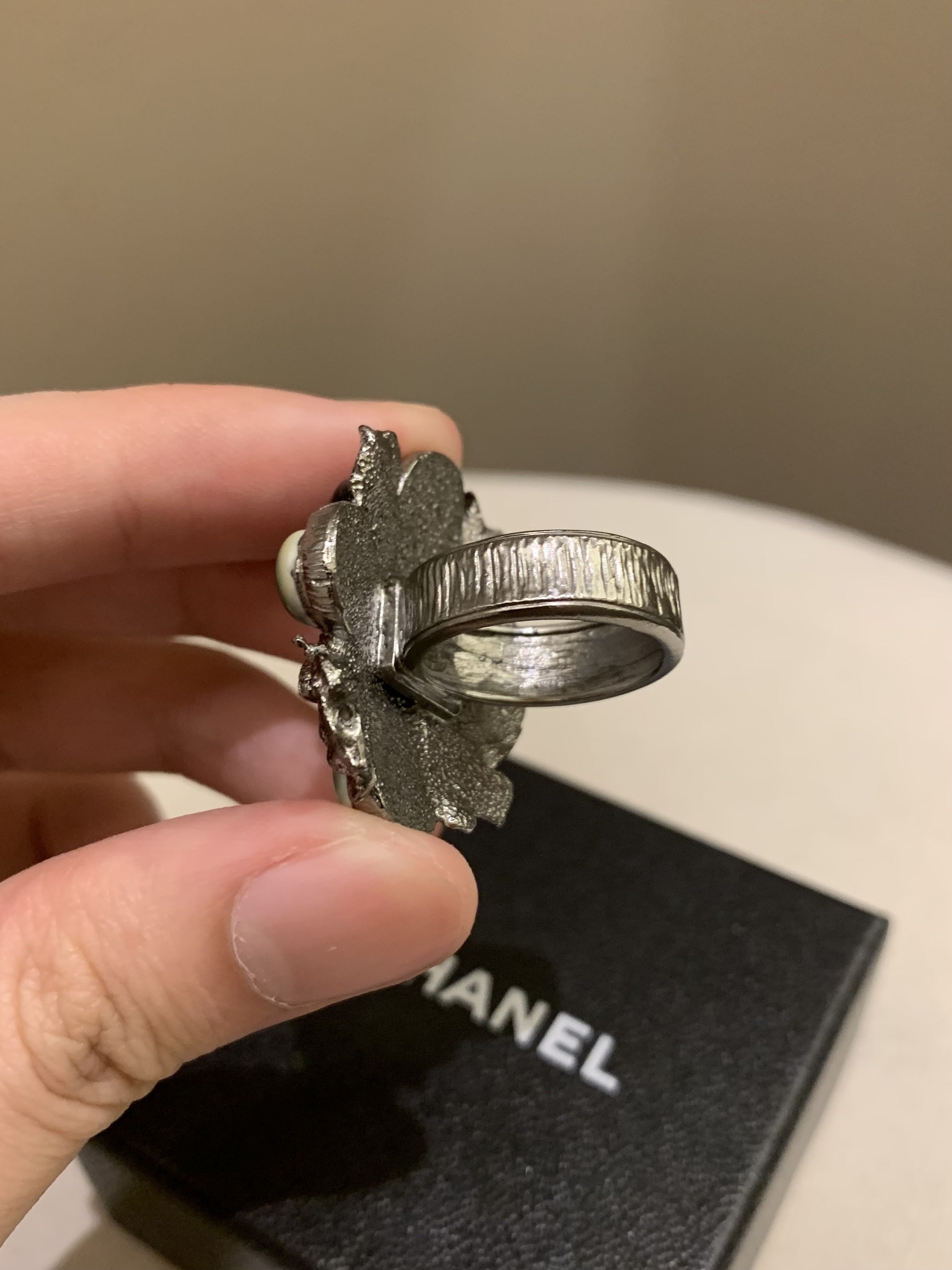 Chanel 11A Large Statement Ring Dark Green Ombré