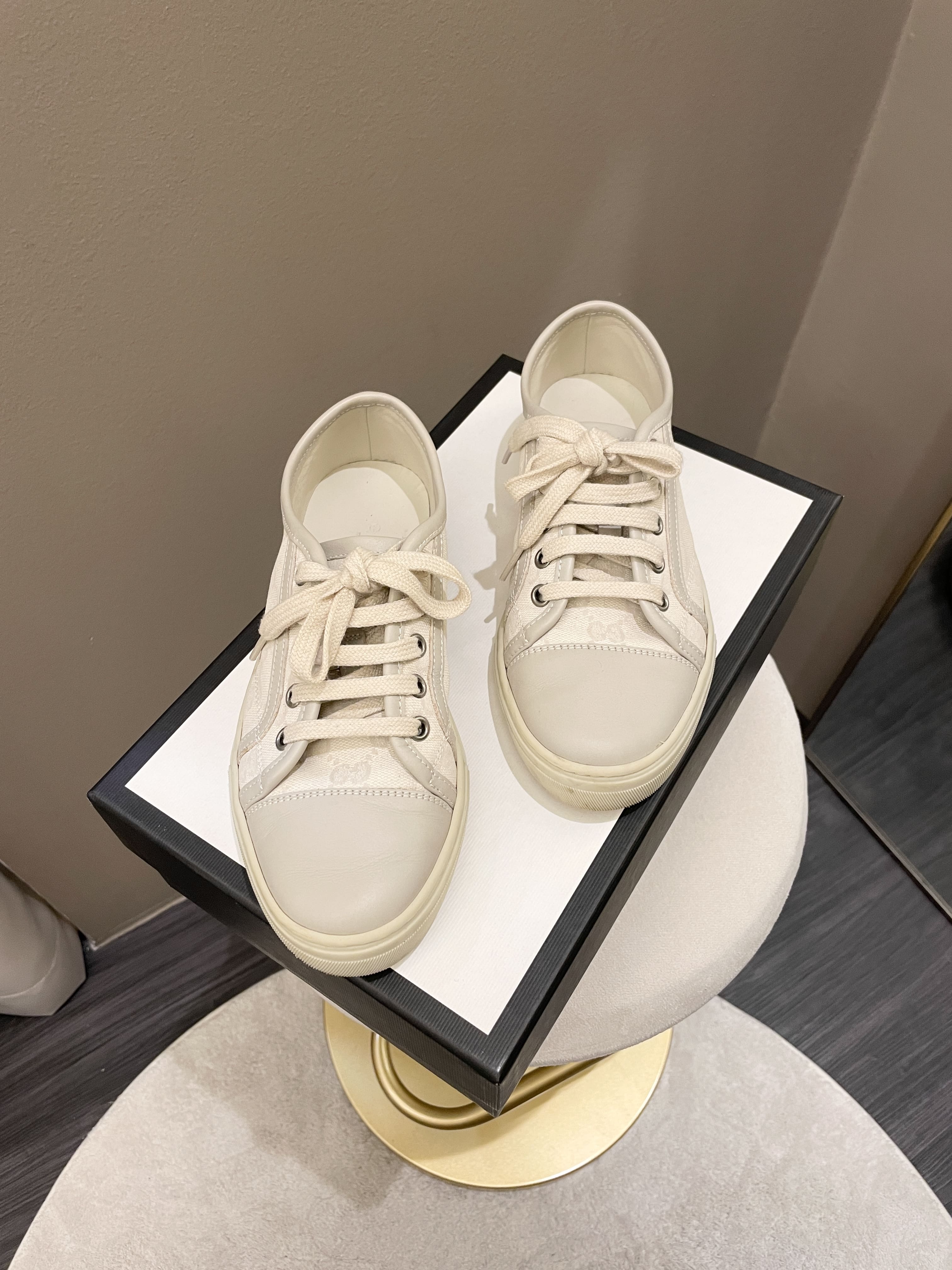 Gucci GG Sneaker Beige Canvas Size 35