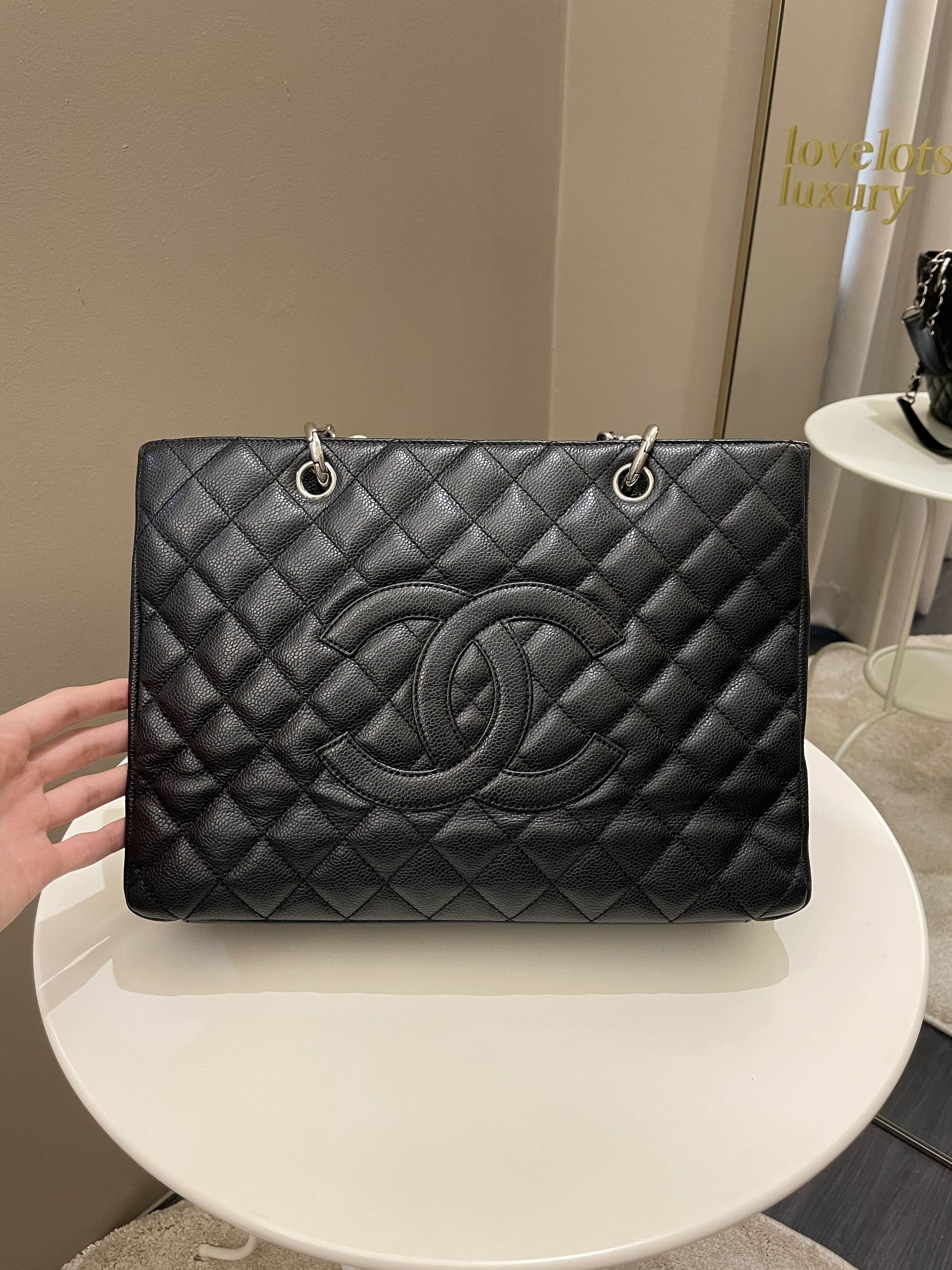 Chanel Black Caviar Quilted Grand Shopping Tote GST