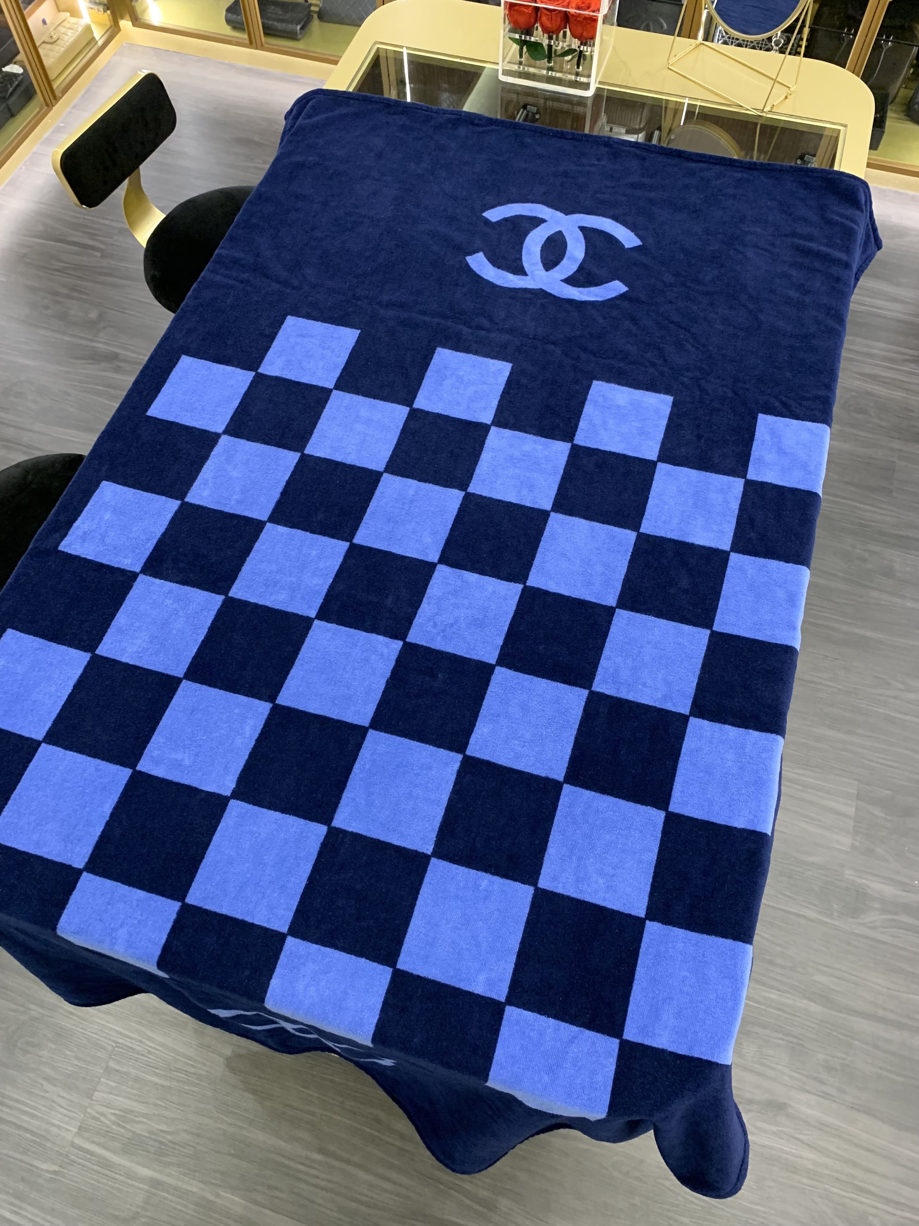 Chanel Large Beach Towel Blue
