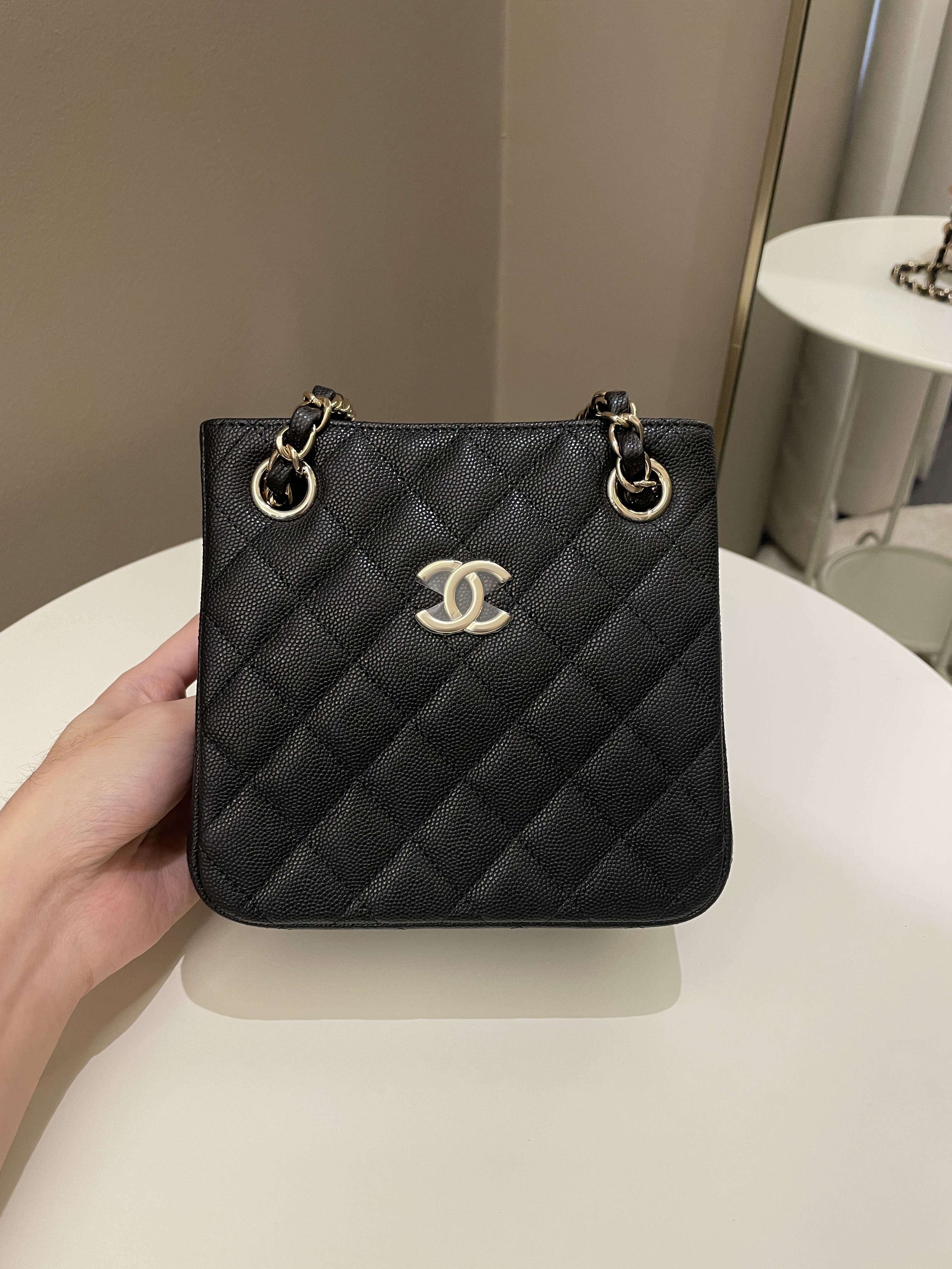 Chanel Caviar CC Accordion Bucket Bag  Black Bucket Bags Handbags   CHA885873  The RealReal