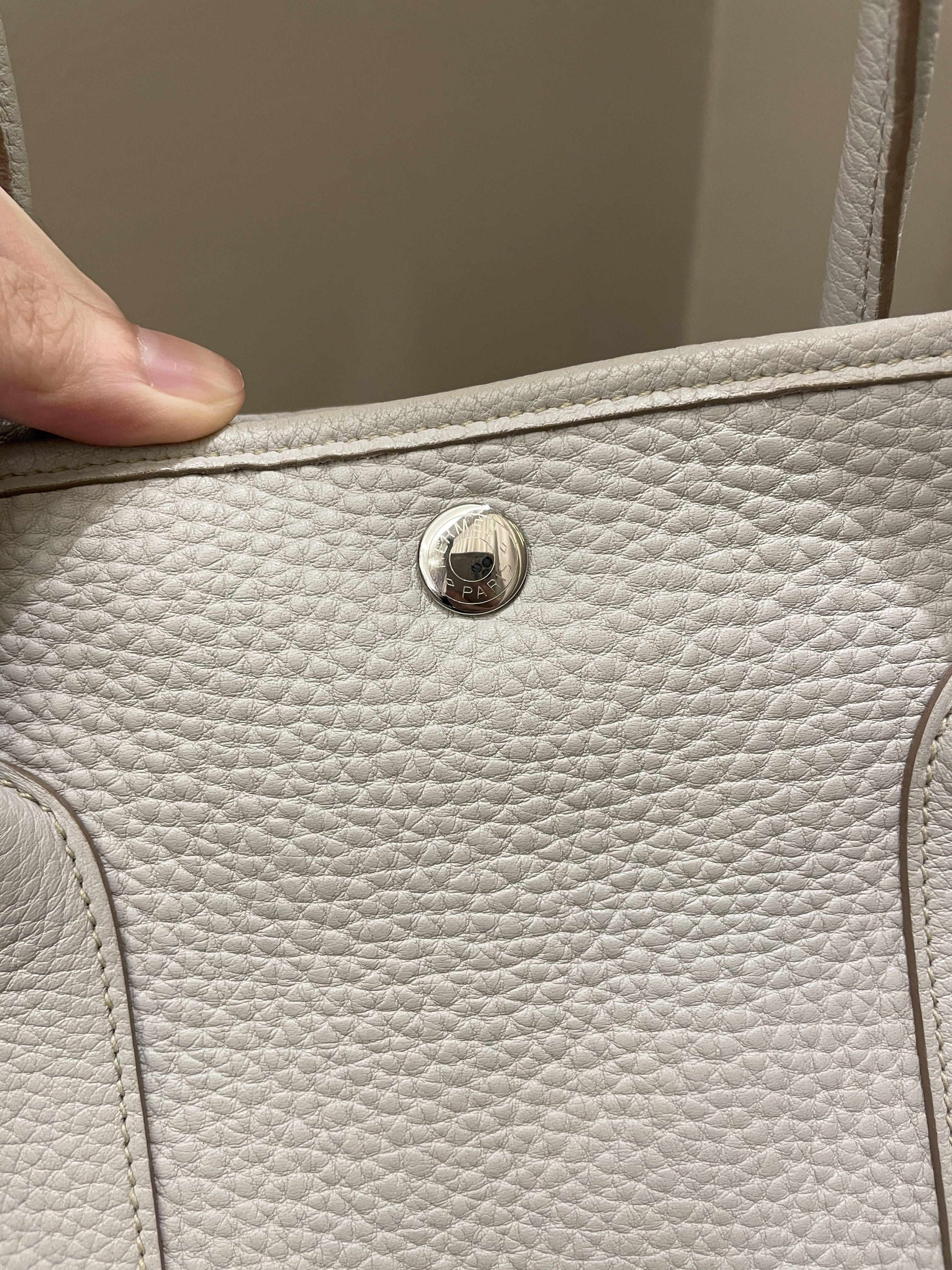 HERMES Fjord Garden Party Tote 36 MM Gris Perle 85342