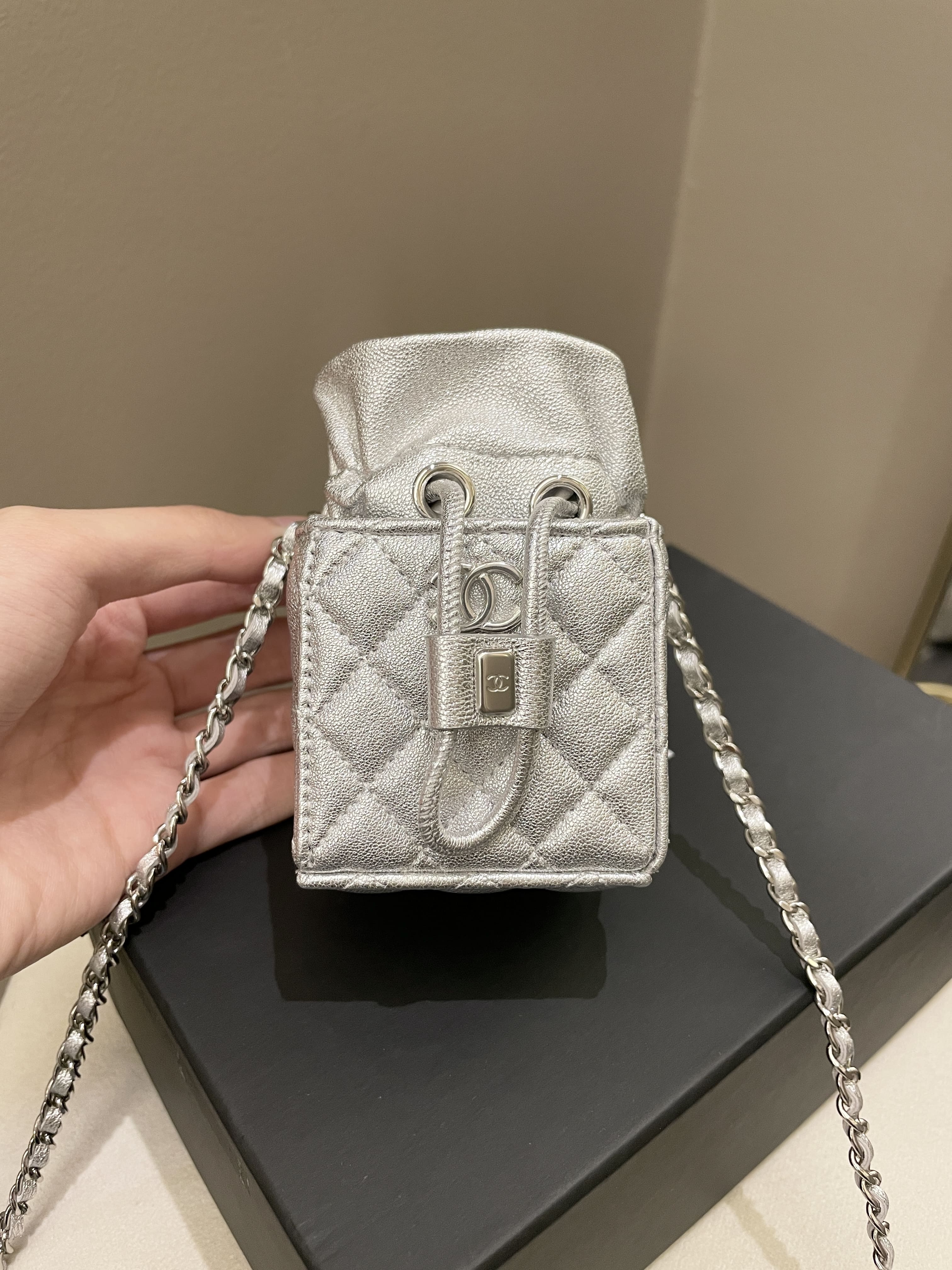 Chanel Metallic Silver Mini Handbag