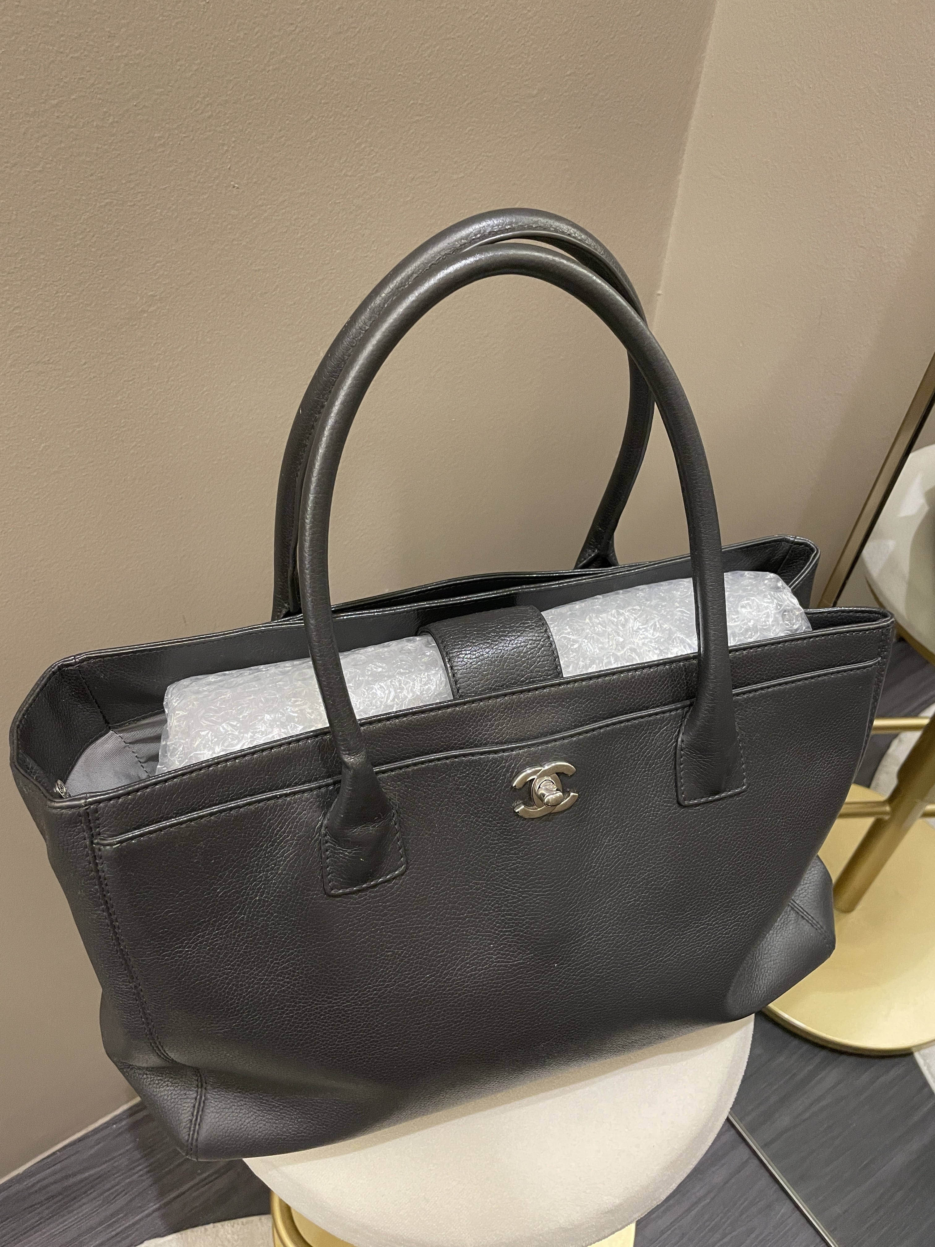 Chanel Executive Tote Bag Dark Grey Grainy Calfskin